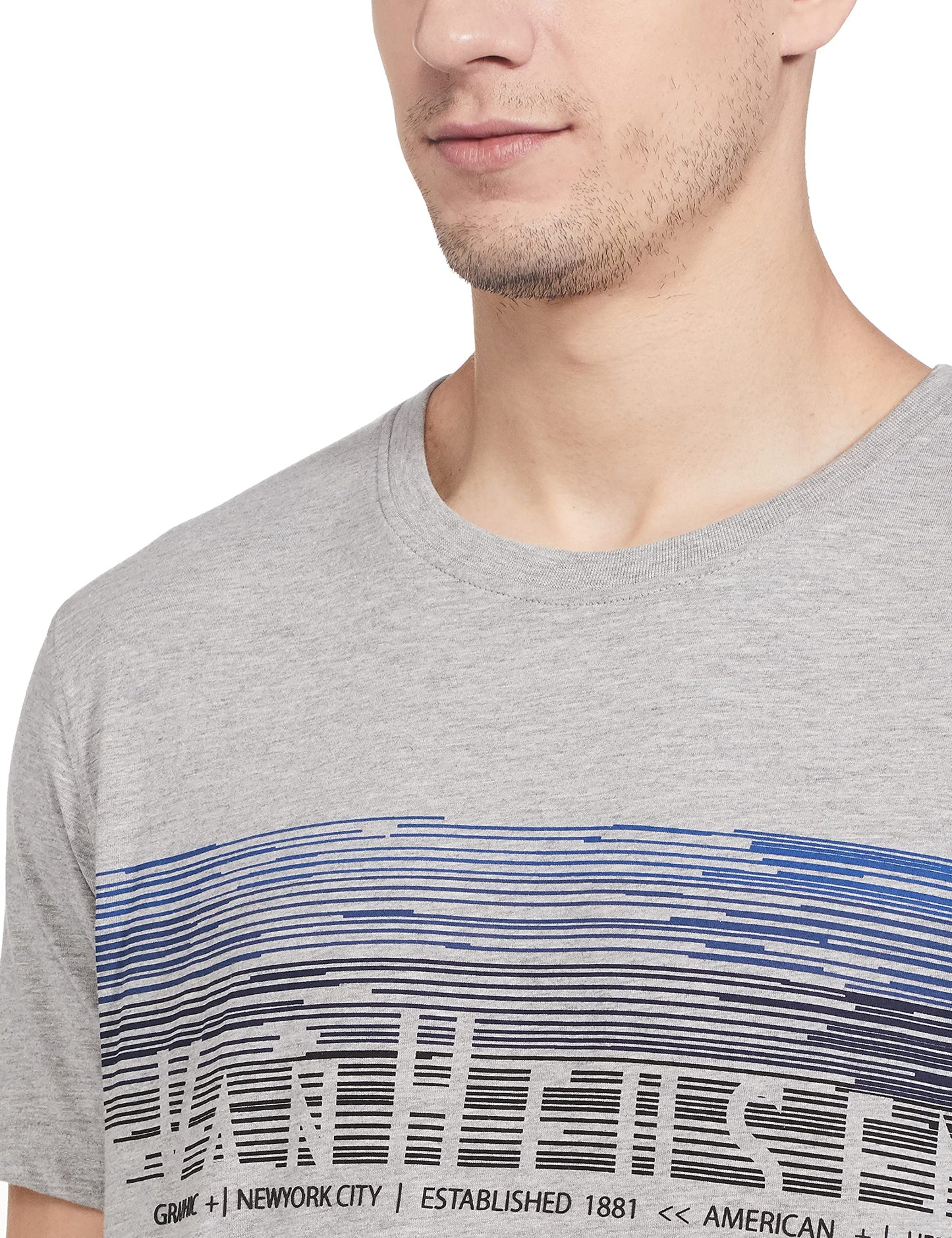 Van Heusen Athleisure Men's Solid Regular fit T-Shirt (60040_Grey Melange L)