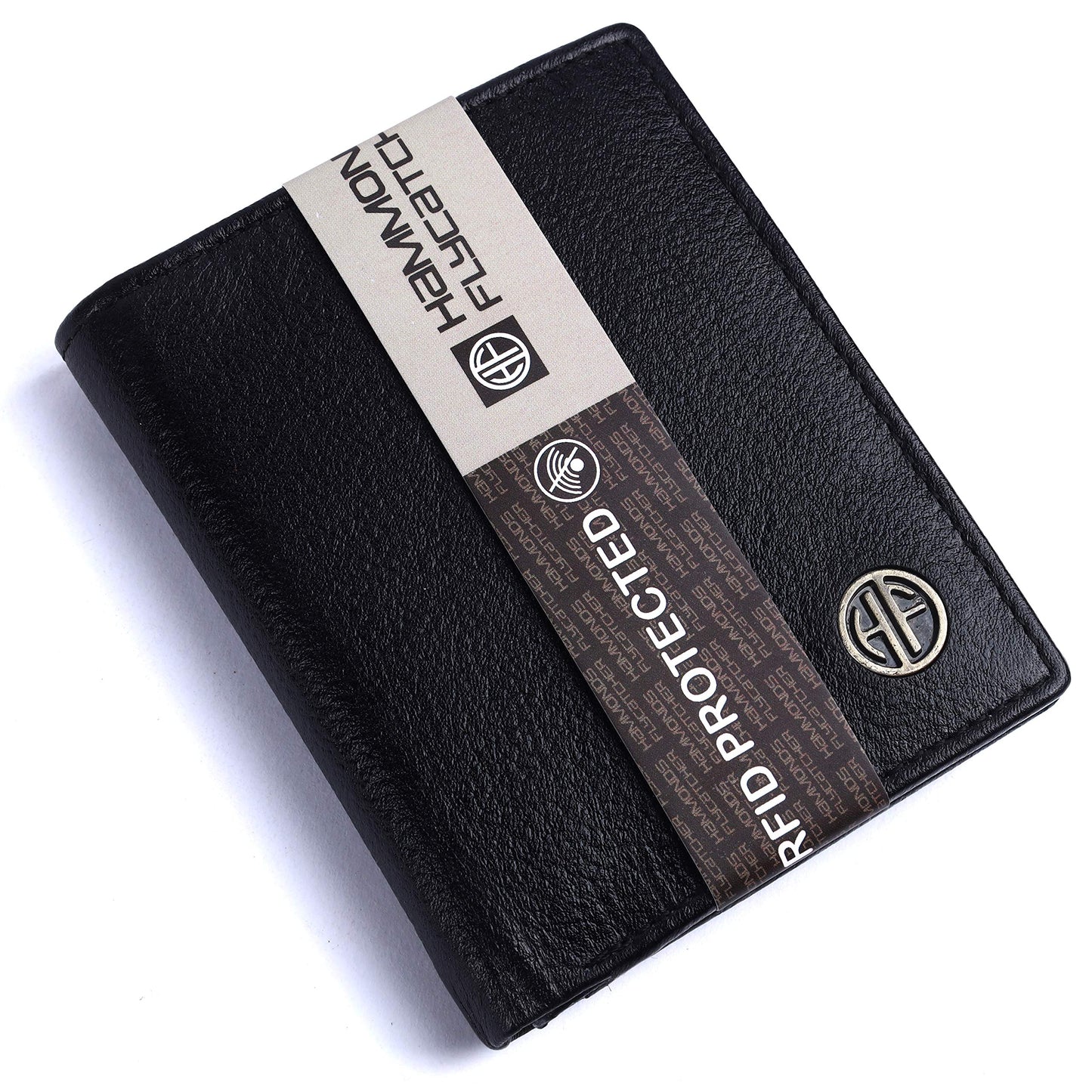 HAMMONDS FLYCATCHER Genuine Leather Wallet for Men - RFID Protected Leather Purse for Men, Money Purse for Men, Bi-Fold Wallet - 3 Card Slots, 2 ID Slots, Coin Pocket, Hidden Pockets - Black