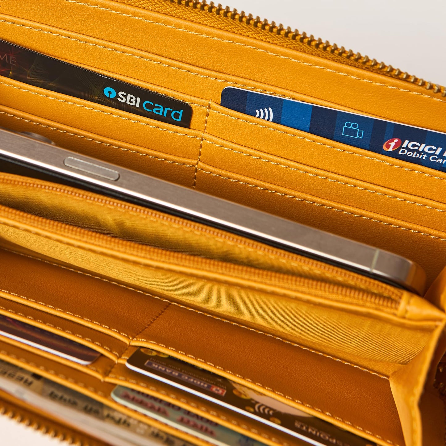 Chumbak Mustard Wallet for Women, Zipper Closure, Top Handle, Palace Memoirs Collection, Stylish Designer Handbag Purse Wallet Sling Tote, Everyday Casual Ethnic Travel Office Use