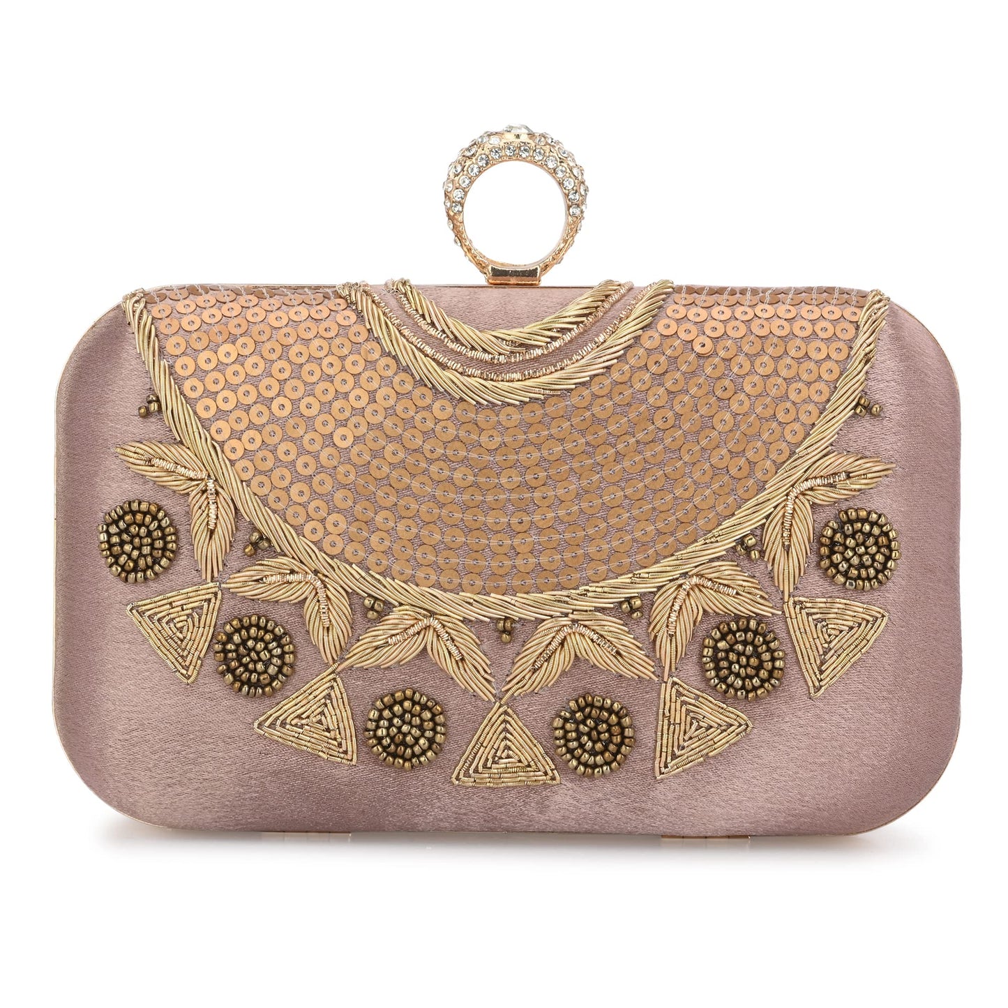 For The Beautiful You Pink Embroidered Women's Ring Clutch