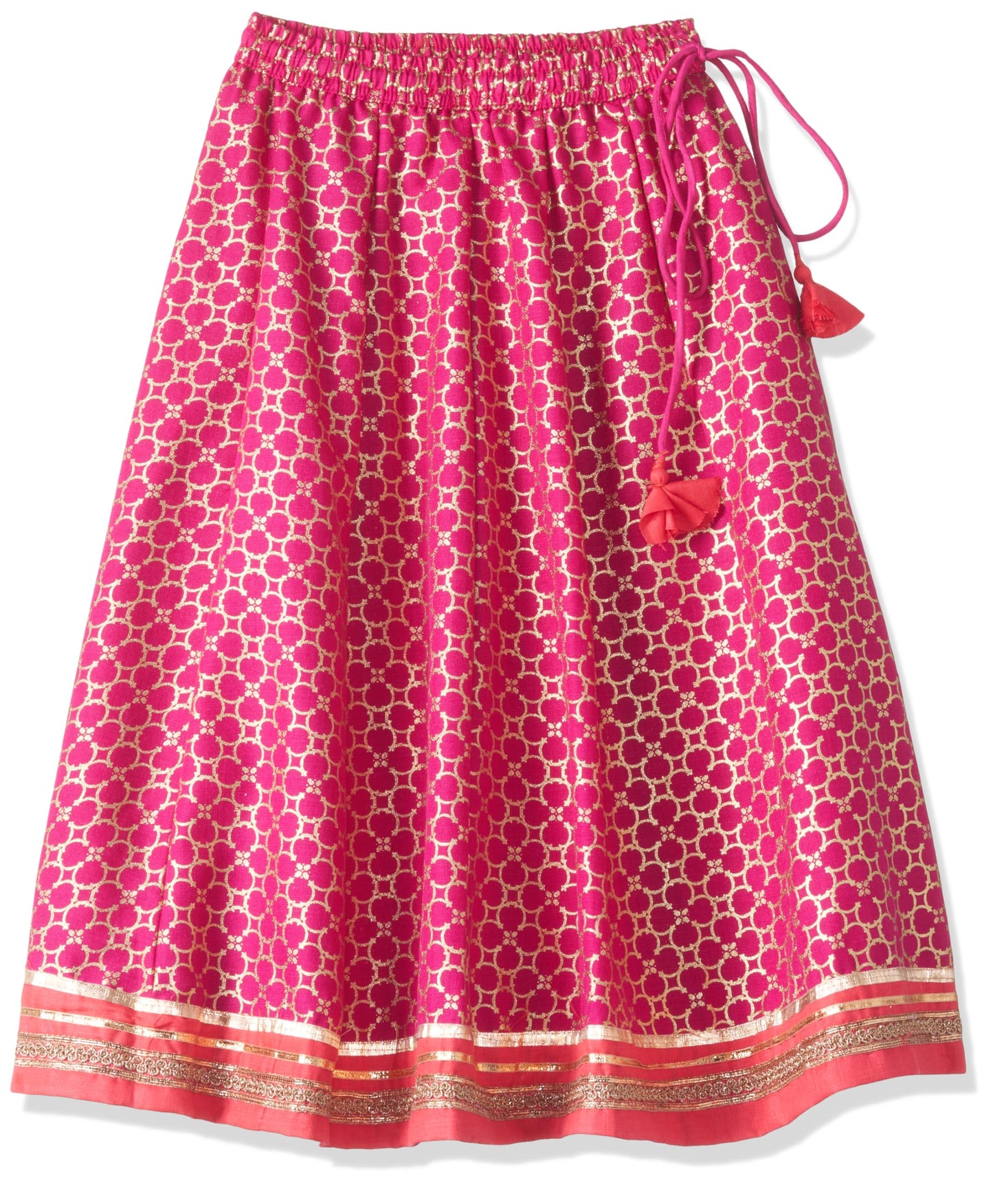 Biba Girl's Polyester Lehenga Set (KWFNFES6388OSS25FUS_Fuchsia_4-5 Year)