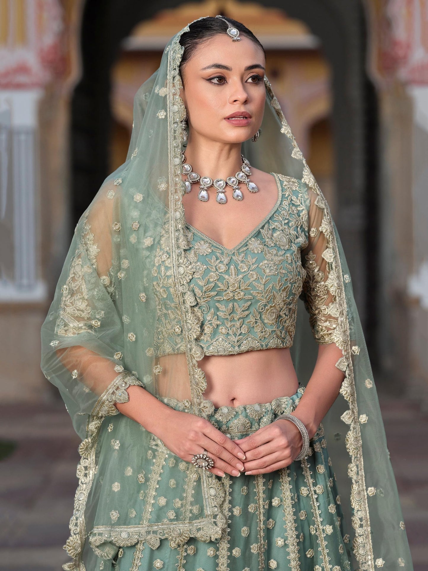 Zeel Clothing Women's Zari Sequins Embroidered Work Soft Net Lehenga Choli With Dupatta (6013-Women-Lehenga-Choli-Latest; Free size) (Yellow) (Pista)