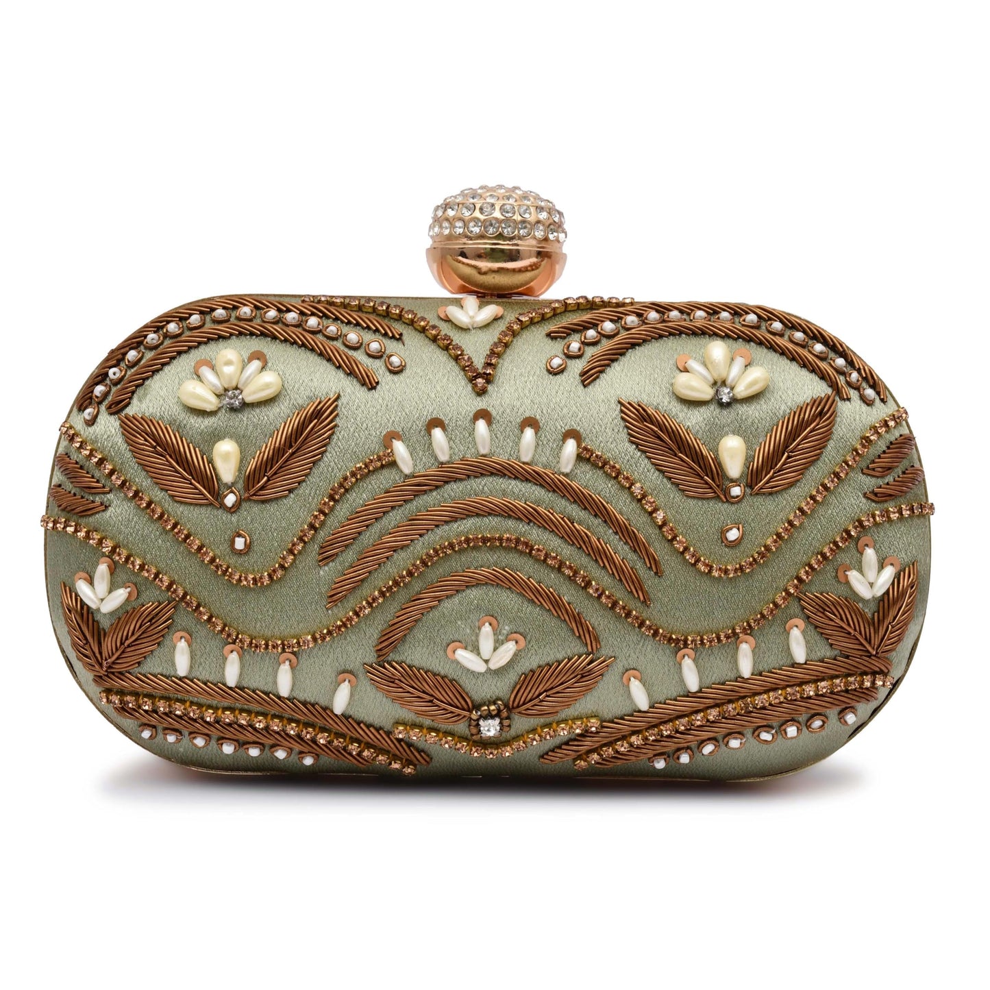 For The Beautiful You Green Embroidered Women's Clutch (cp-127)