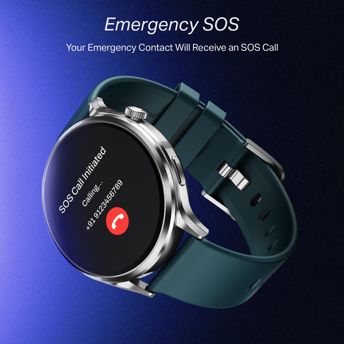 Boat Lunar Discovery Pro, 1.39" HD Display, QR Tray, Emergency SOS, Functional Crown, Multiple Sports Modes, BT Calling, HR, SpO2 & Sleep Tracking, Smart Watches for Men & Women (Active Blue)