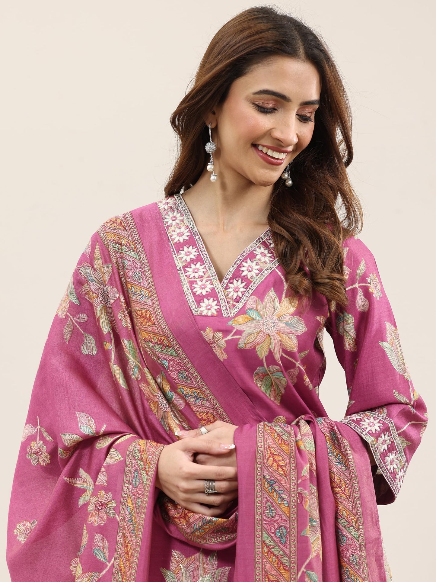 Libas Women's Silk Blend Kurta Set (400339H_Pink