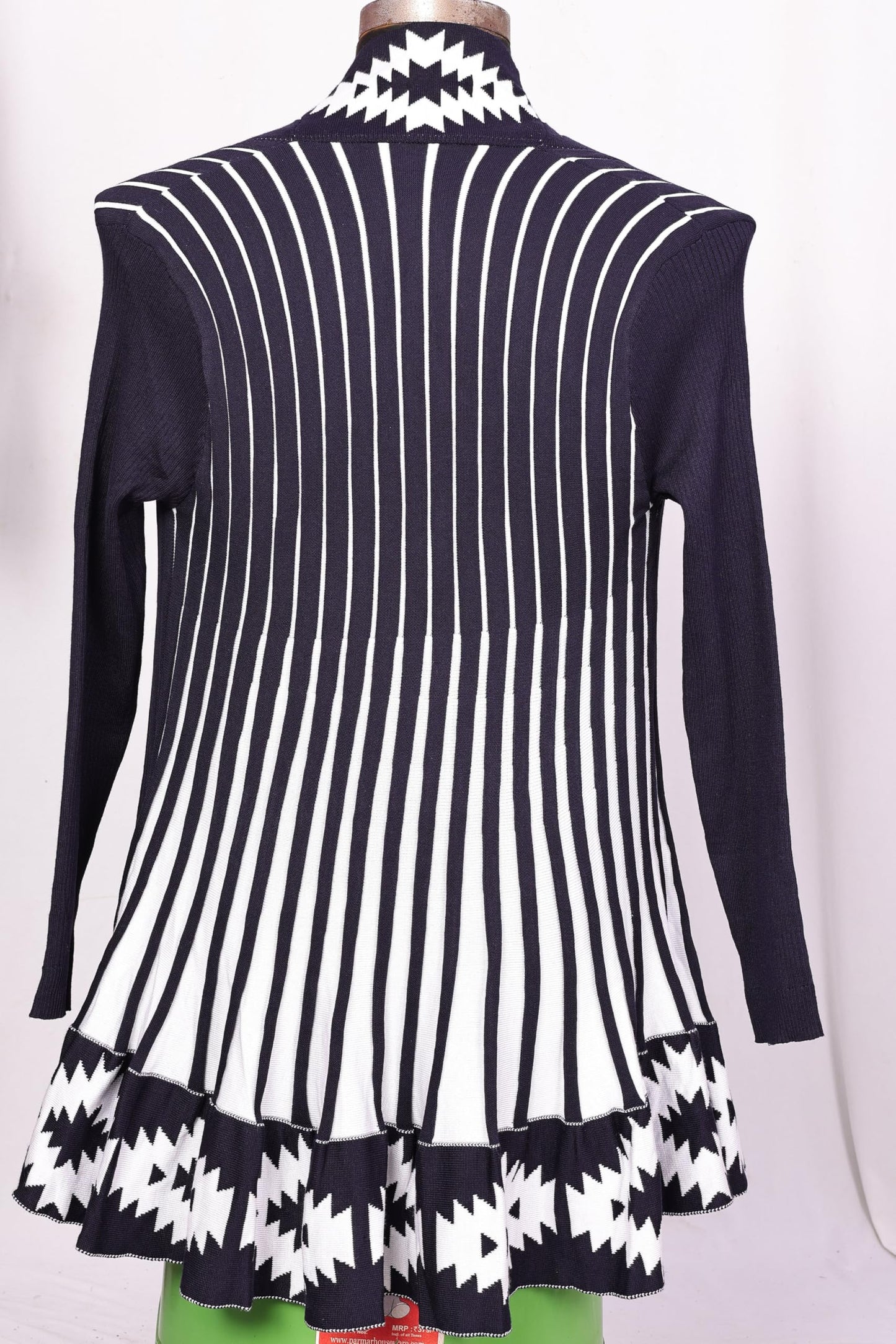 ICW Women's Knitted Stretchable Cardigan Front-Open Full Sleeve Winter Long Shrug Jacket (ONE Size FIT to 32-38 INCH Bust) (Blue 5)