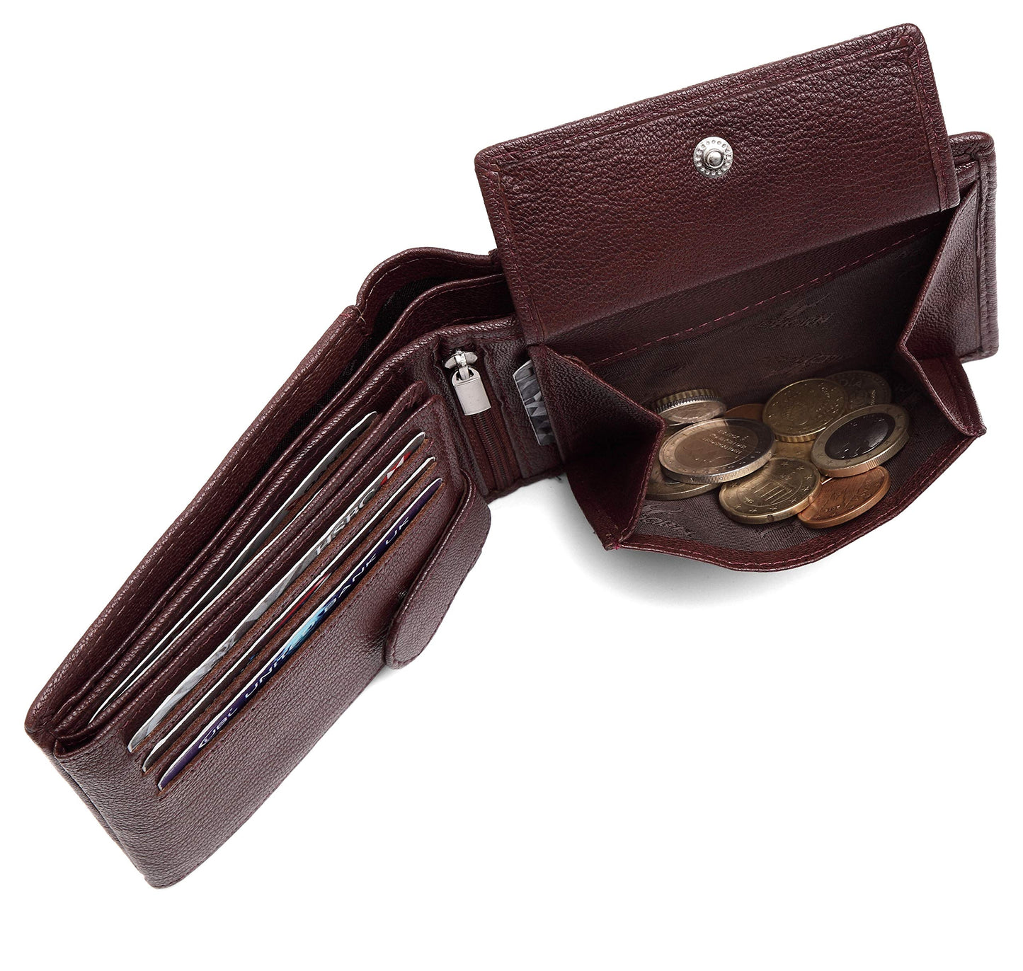 WildHorn Rakhi Gift Hamper for Brother - Classic Men's Combo/Gift Set of Leather Wallet, Keyring and Rakhi for Brother/Bhaiya. (Maroon PDM)