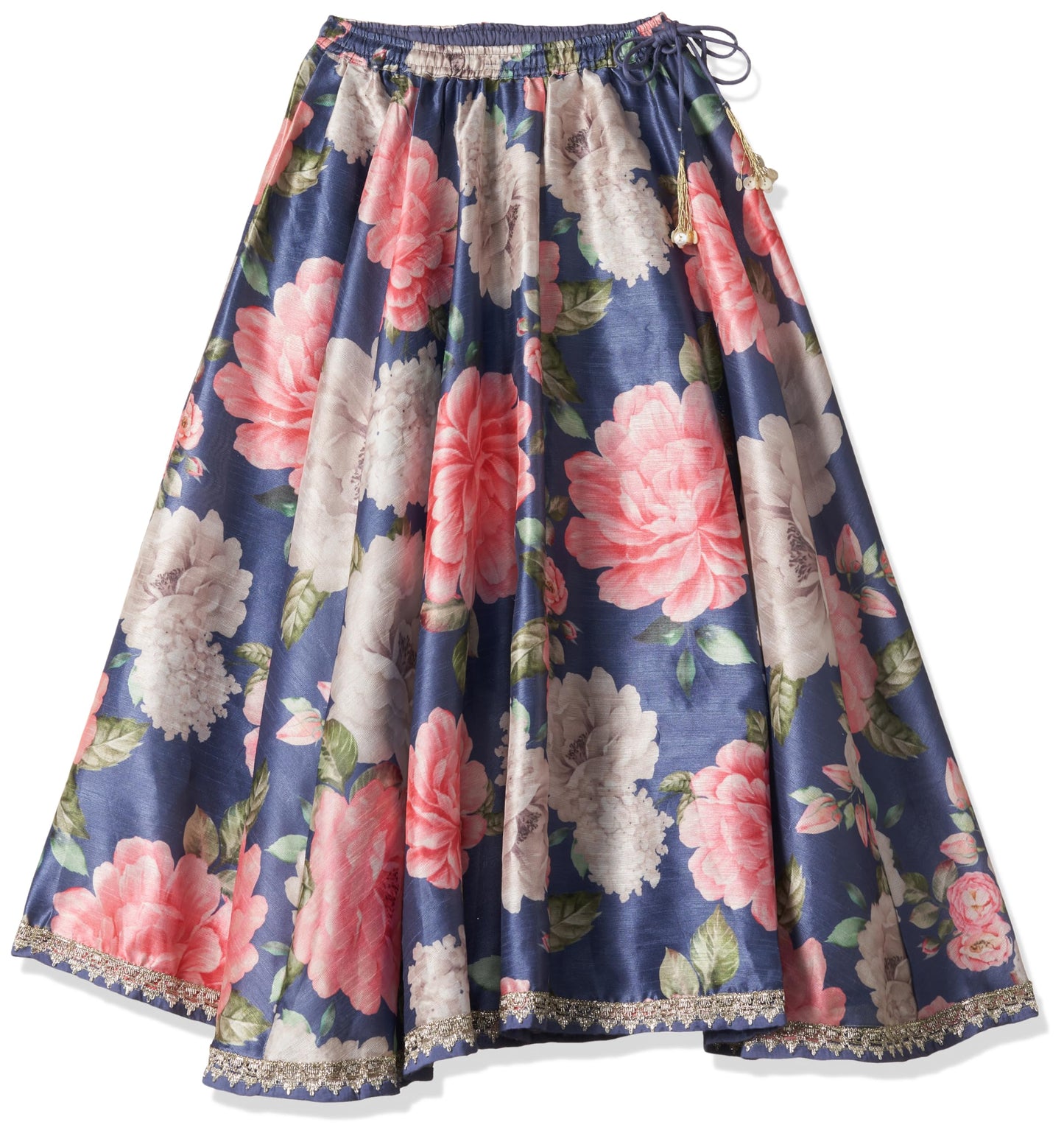 BIBA Girl Printed Skirt Kid(Kw4753_Pnk/Blu_15), Viscose, Lehenga Set, Readymade, Pink