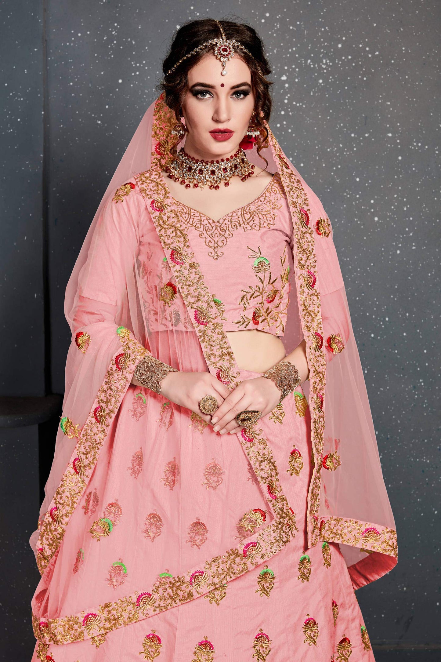 Zeel Clothing Women's Silk Semi stitched Lehenga Choli (7209-Baby Pink_Pink_Free Size)