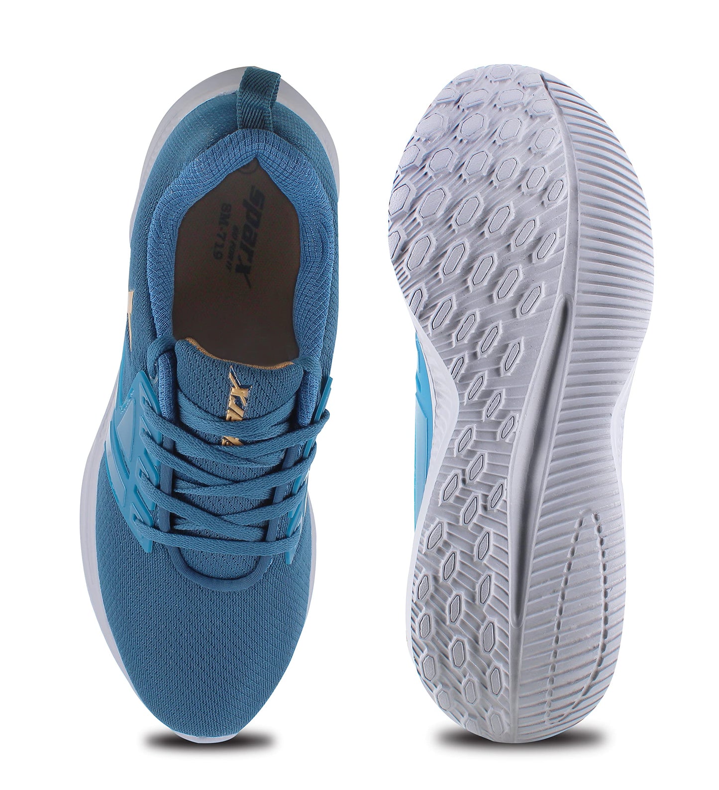 SPARX Mens SX0719G T. Blue Gold Running Shoe - 8 UK(SX0719G)