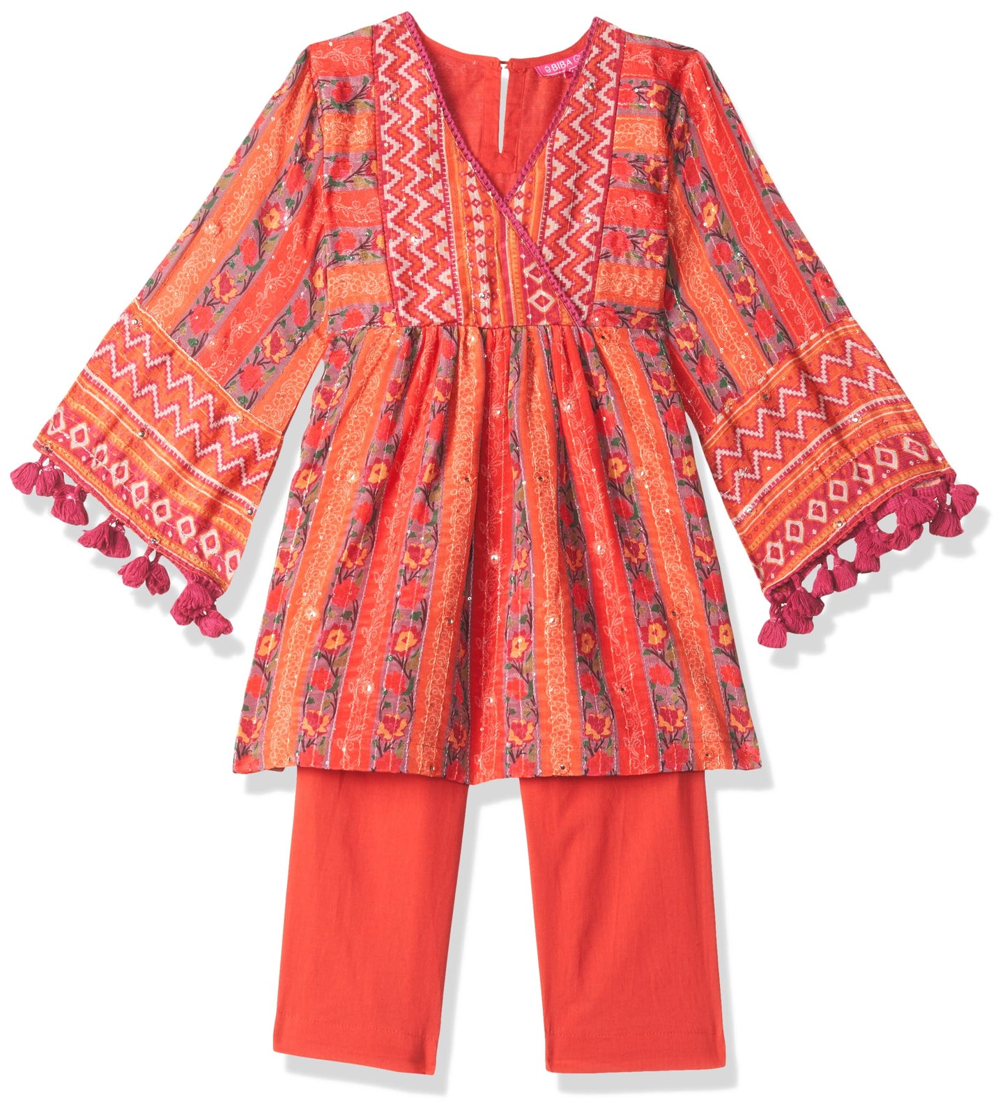 BIBA GIRL PRINTED GATHERED KID(KW5387_RED_5)