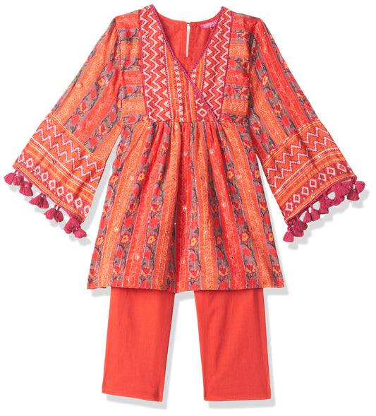 BIBA GIRL PRINTED GATHERED KID(KW5387_RED_5)