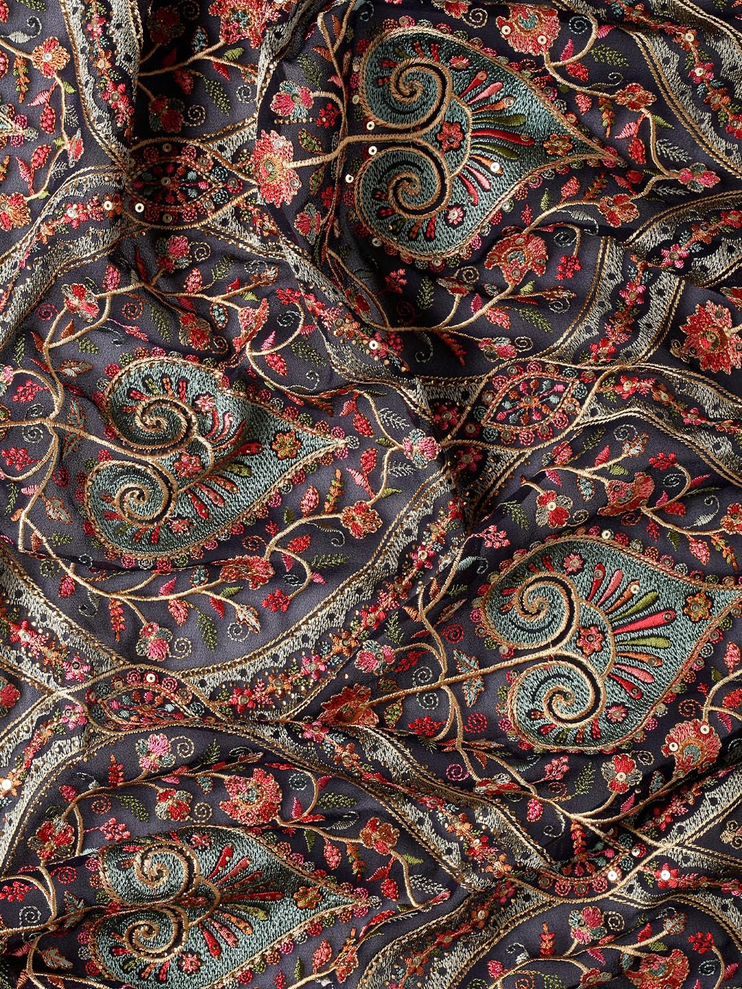 MOHEY Women's Blue Georgette Embroidery|Stone Work Saree with Blouse Piece