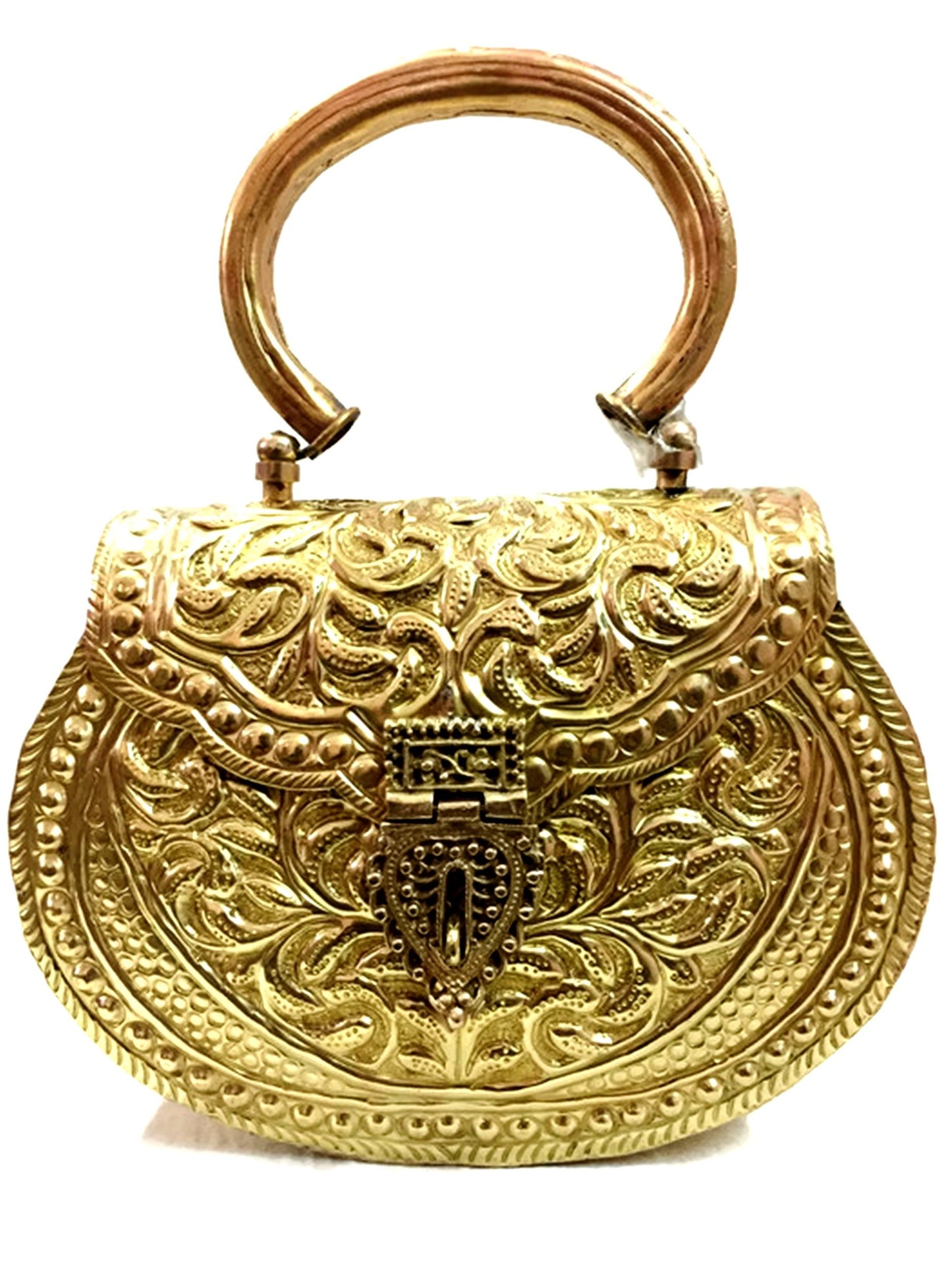 Trend Overseas Golden Hnadle clutches Vintage Handmade Brass Handbag for women party Bride marriage clutch