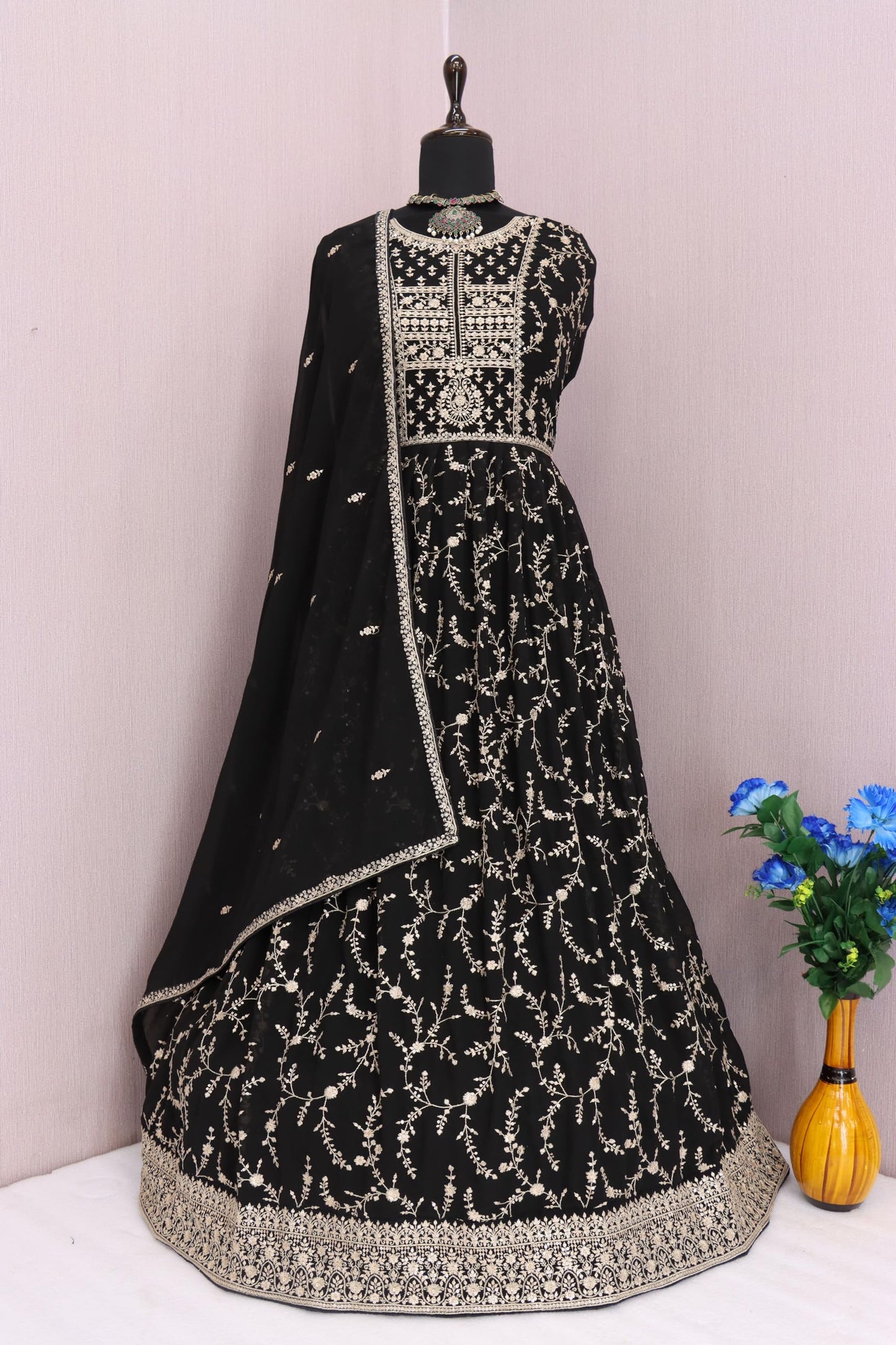 RUDRAPRAYAG Anarkali Georgette and Santoon Gown for Women | Long Anarkali Gown for Women Semi-Stitched 2024