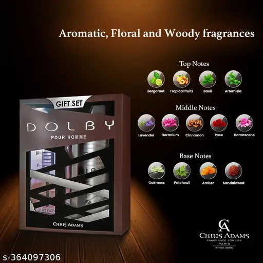 Chris Adams Gift Set - Dolby | EDP, 100ml + Deodorant Body Spray, 200ml