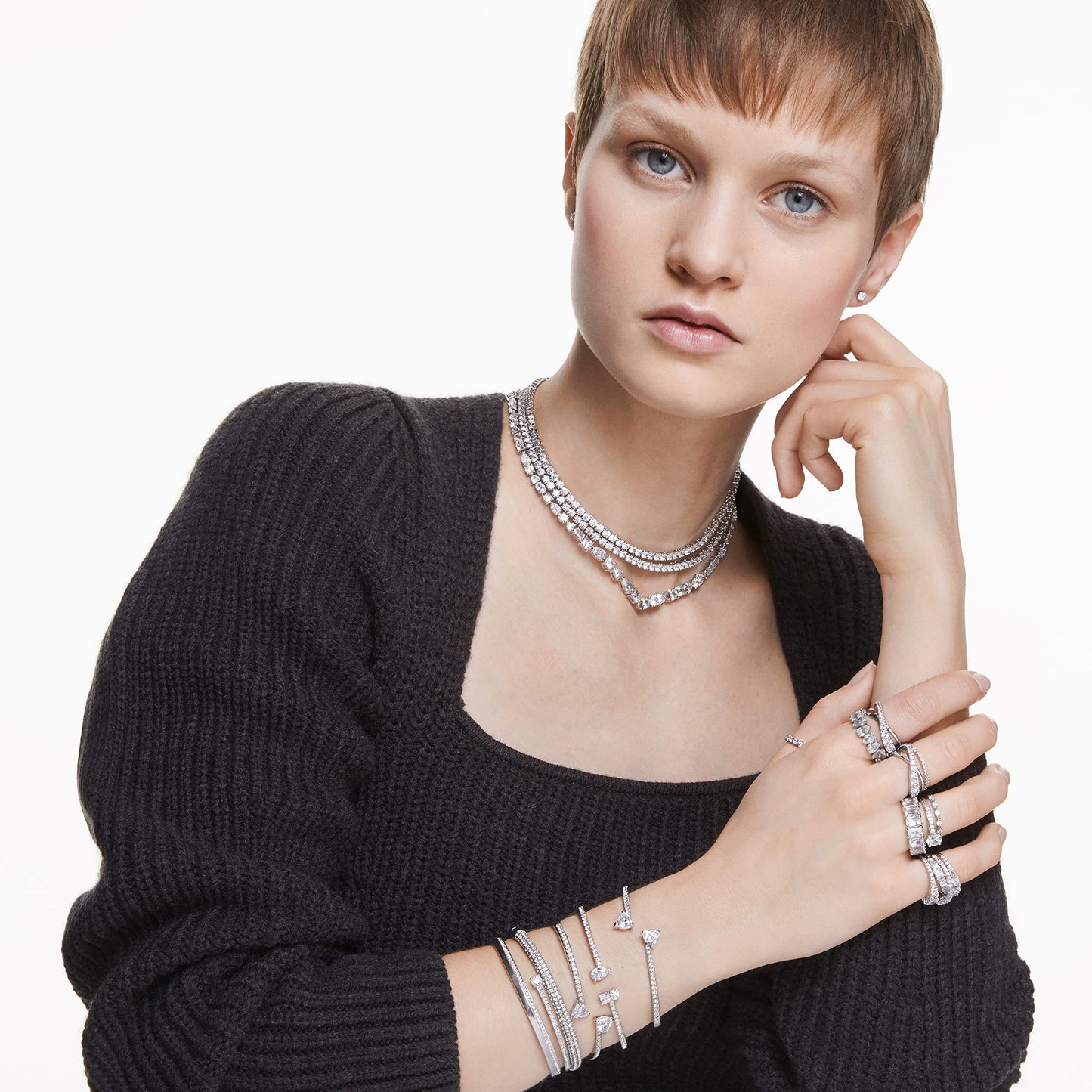 Attract Bangle, M, Crystal, Crystal