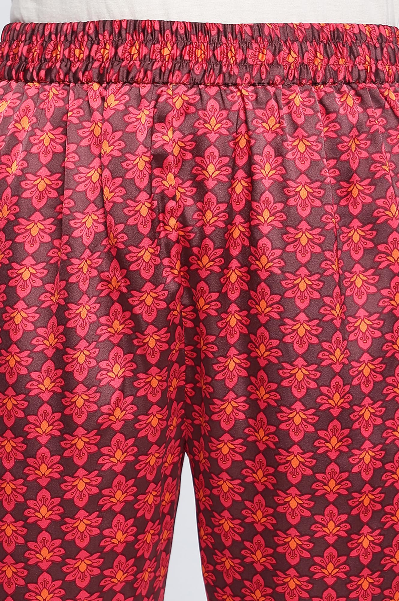 W for Woman Chocolate Brown Printed Japanese Satin A-Line Kurta, Straight Pant and Dupatta Set (Size: XL)-WS13201-126211