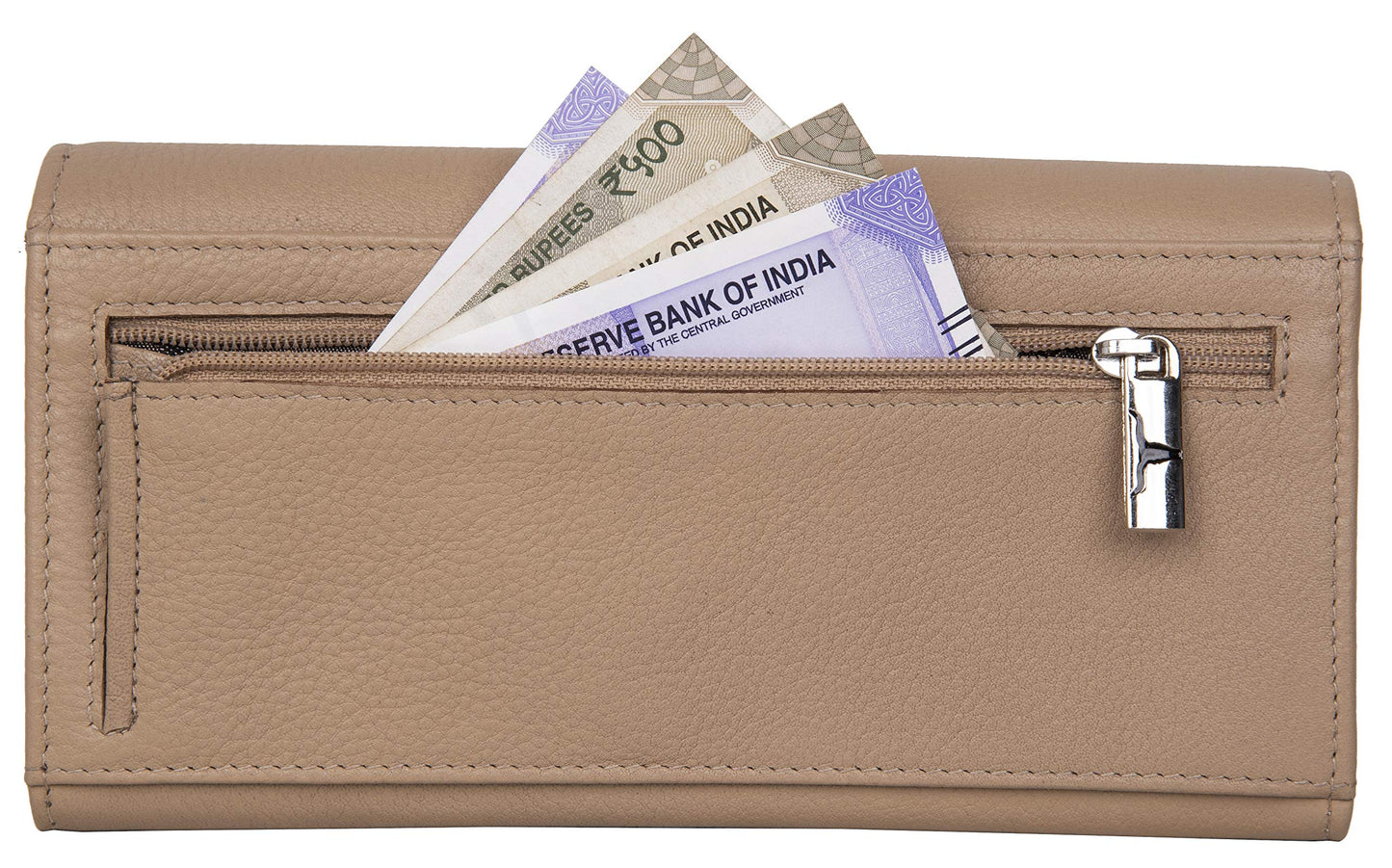 URBAN FOREST Danny Beige/Red Leather Wallet for Women