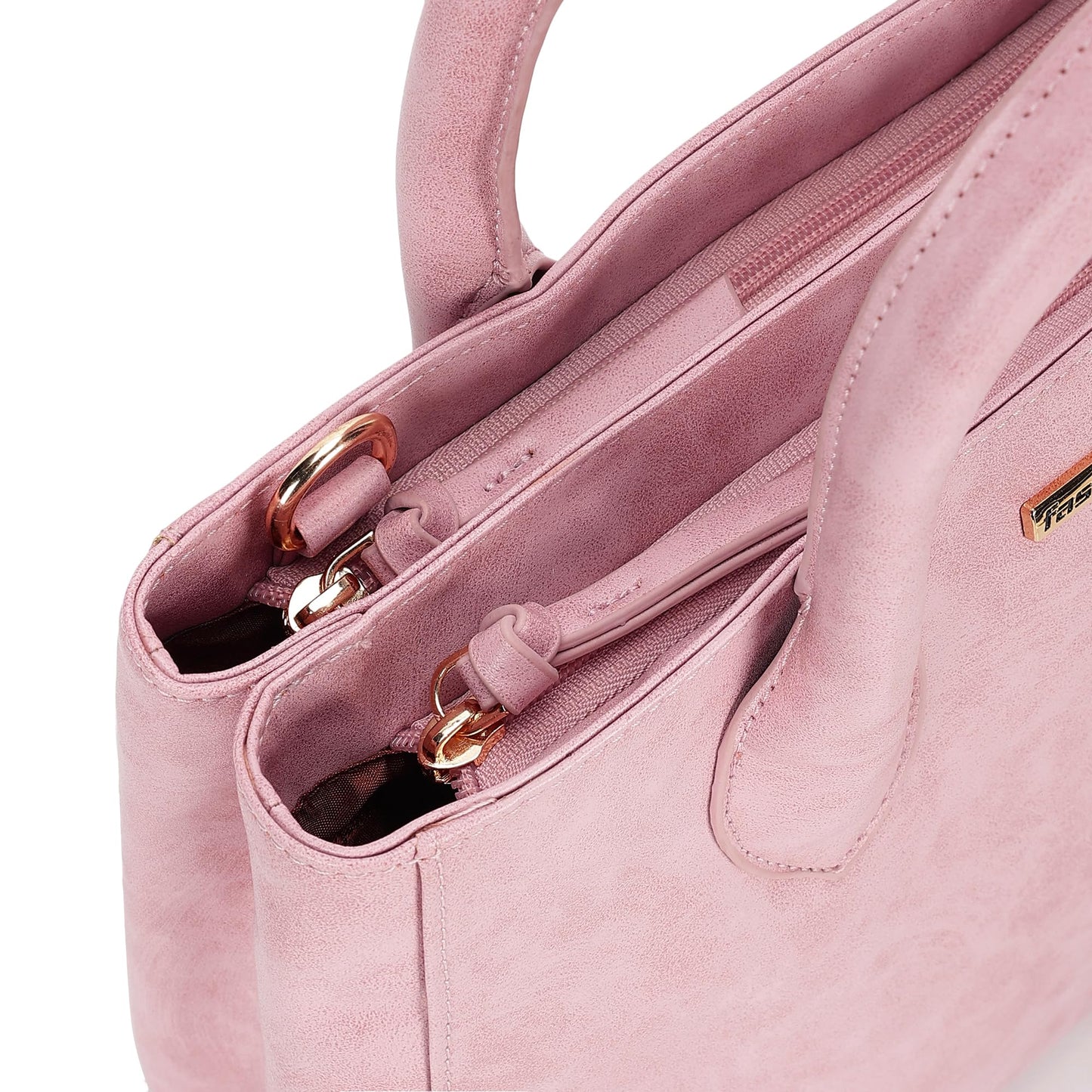 Fastrack Women Carryall Satchel with Top Handles and Adjustable Shoulder Strap - Stylish Zippered for Everyday Use, Pink