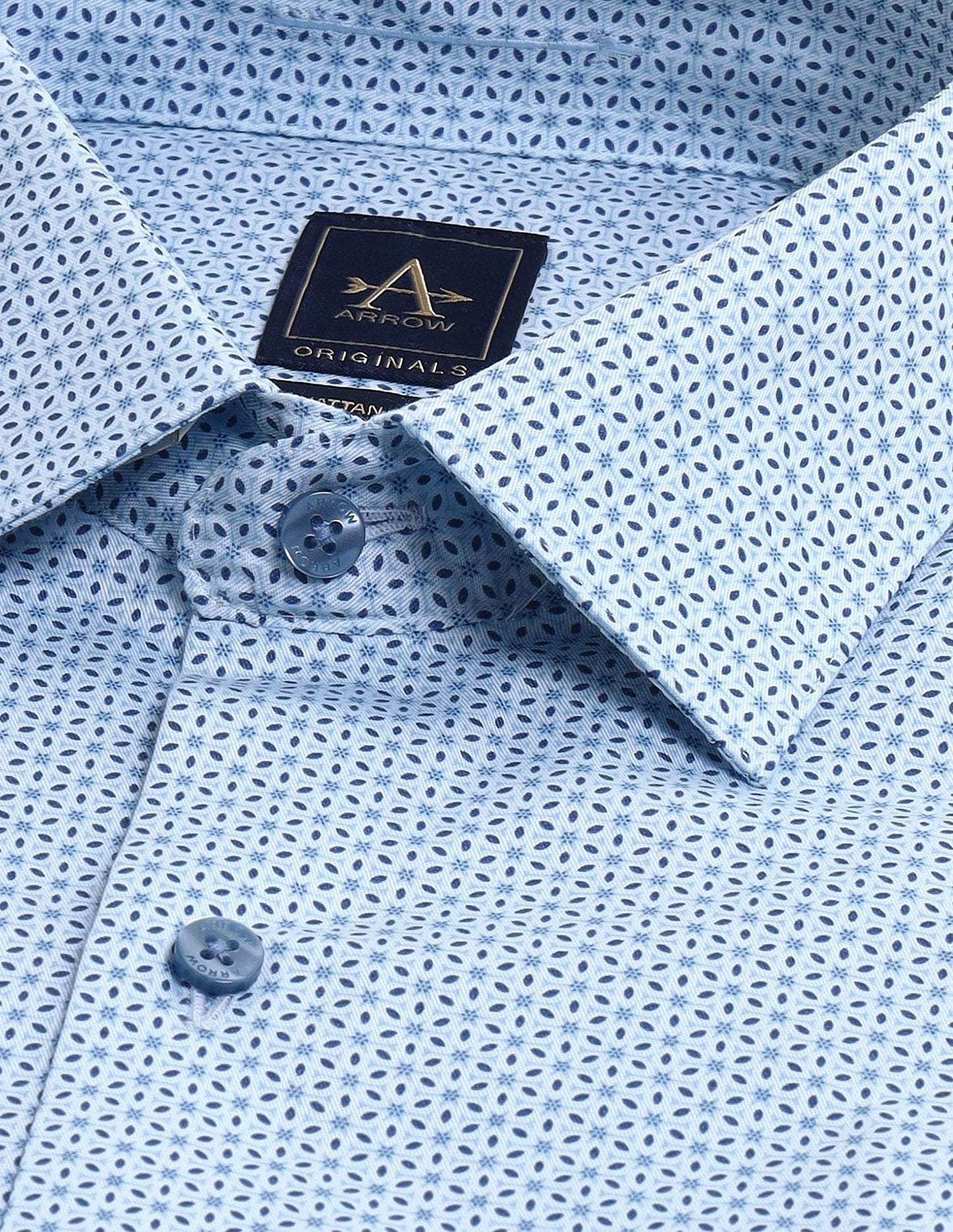 ARROW Men's Floral Fitted Shirt (ARAISH0523_ME. Blue