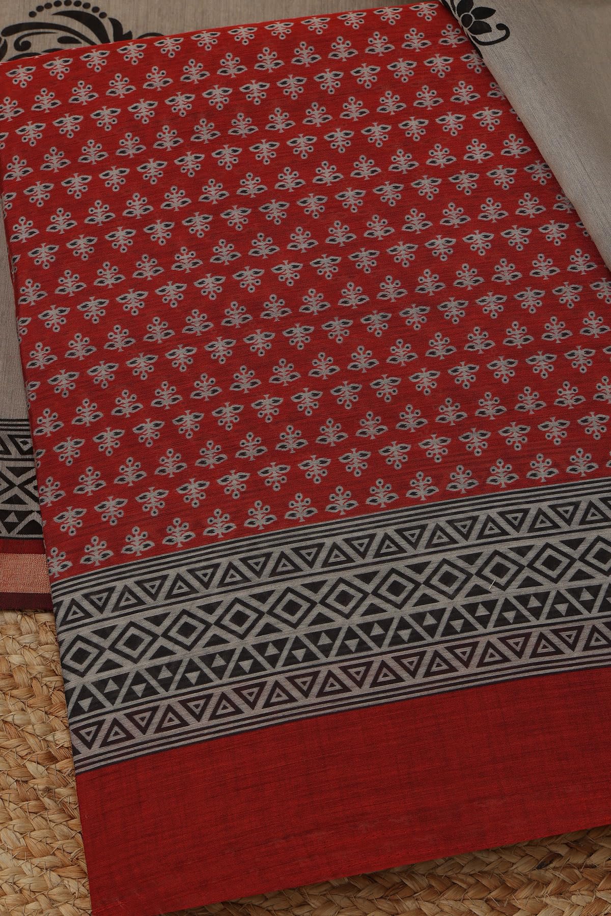 Soch Womens Maroon Maheshwari Silk Ethnic Motifs Dress Material