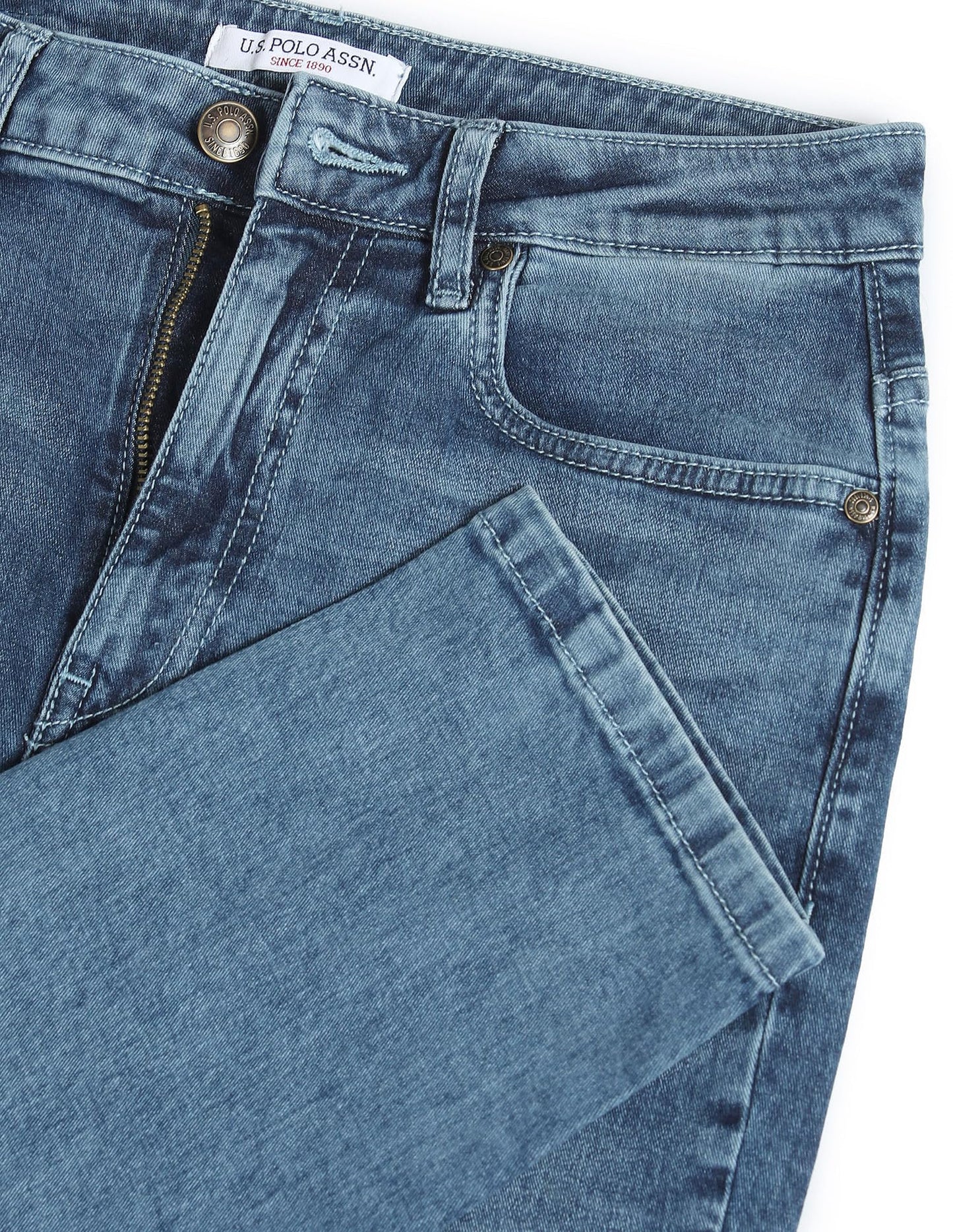 U.S. POLO ASSN. Women's Mid Rise Stone Wash Slim Fit Jeans (Uwaw23Jn056_Blue_32)