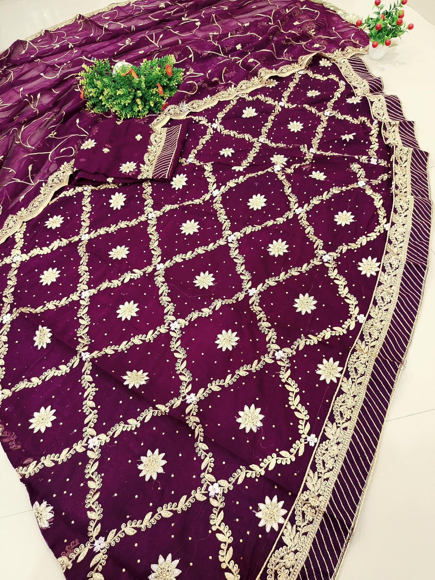 SHYAMLATA Women's Embroidered Shimmer Silk Ethnic wear Semi-stitched Rajasthani Lehenga Choli With Dupatta Set