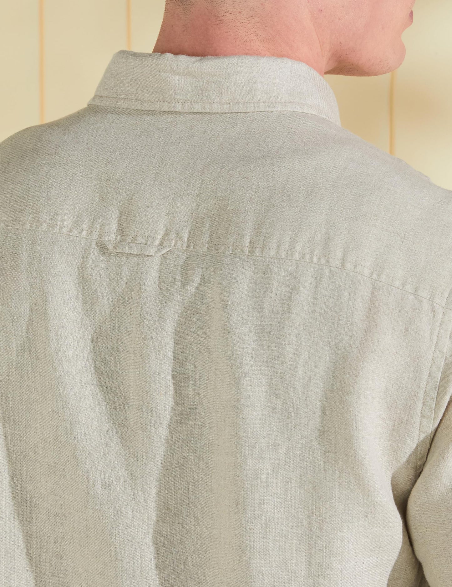 Symbol Premium Men's Pure Linen Solid Casual Shirt (Regular Fit) (SP-S24-M-CS-102_Natural Beige_L)