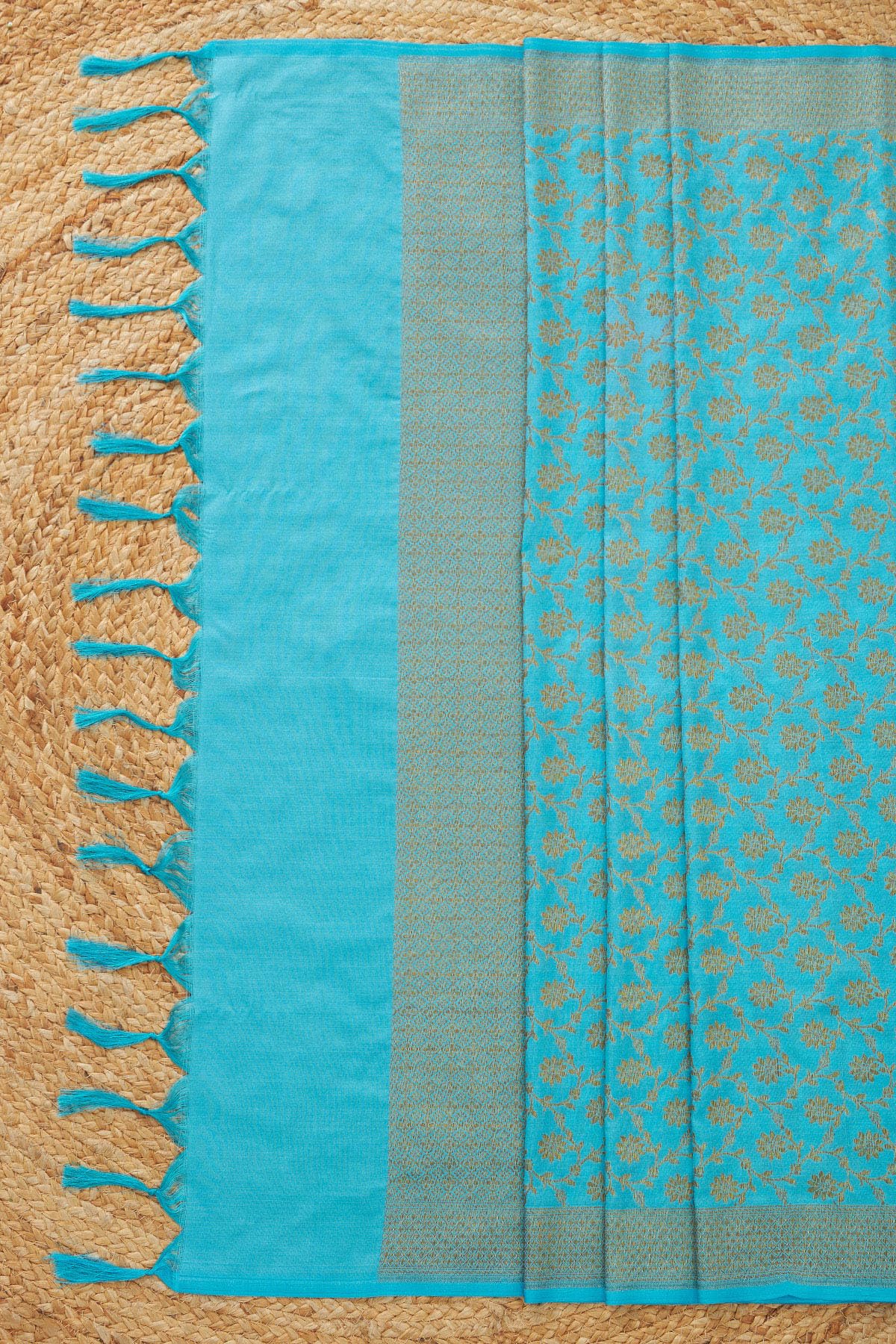 Soch Womens Blue Silk Blend Zari Woven Dupatta With Zari