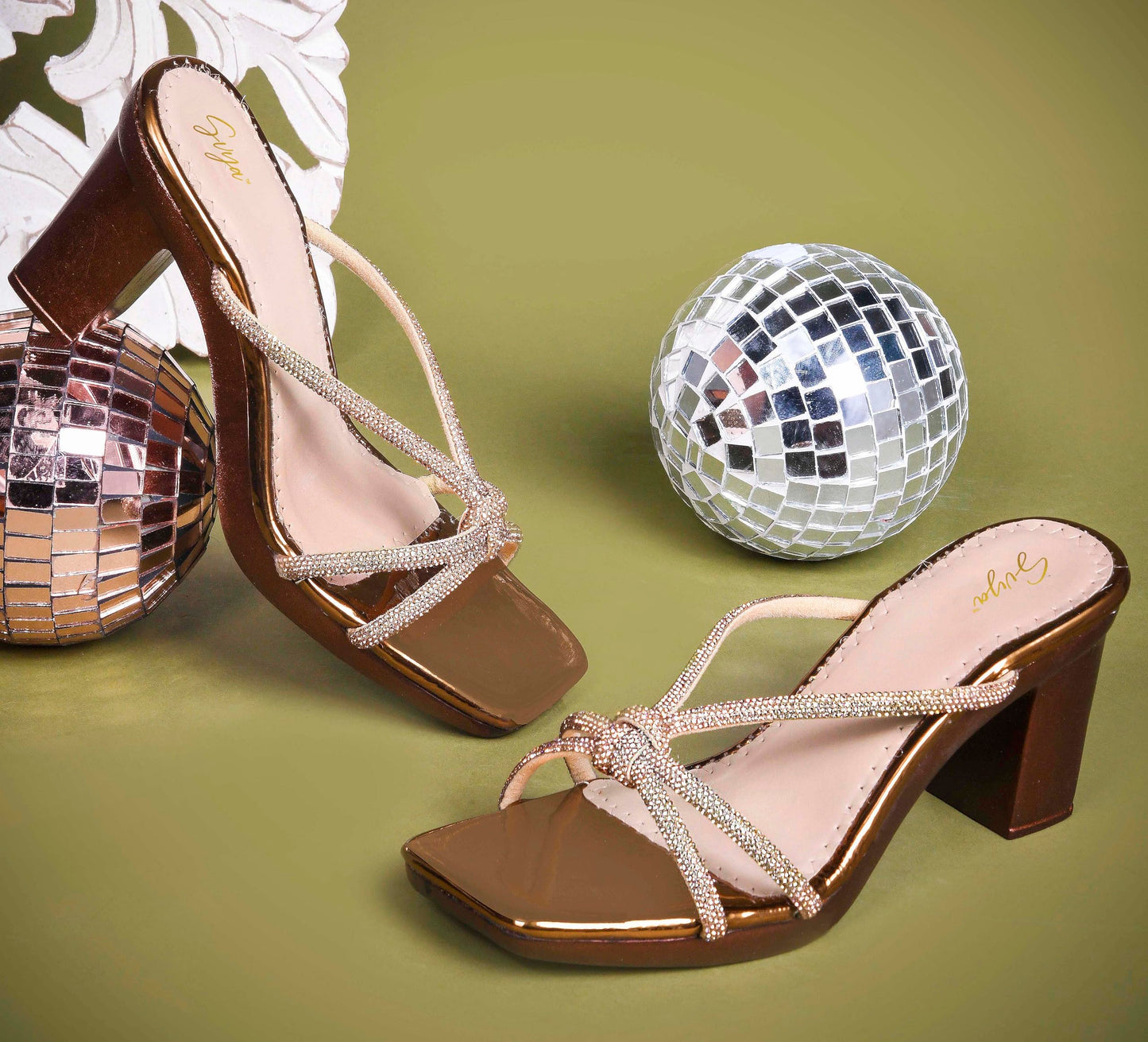 SVYA Comfortable Heel Sandals for Women and Girl. (Copper, UK Footwear Size System, Adult, Women, Numeric, Medium, 5)
