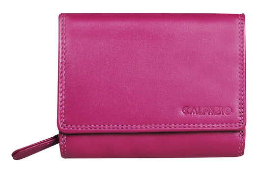 Women's Genuine Leather Wallet-Long Purse Wallet with Multiple Card Slots, Zip Pocket and Note Compartment (Pink)