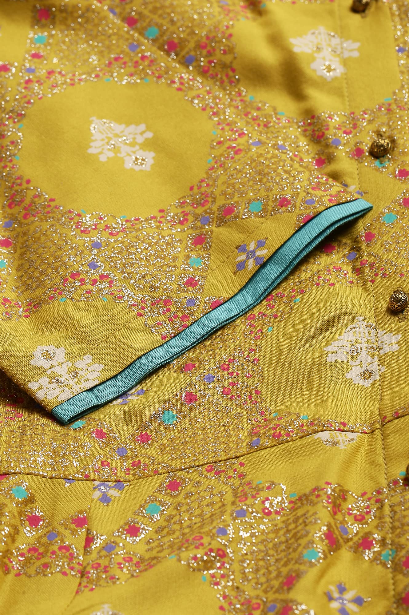 W for Woman Yellow Button Down A-line Kurta