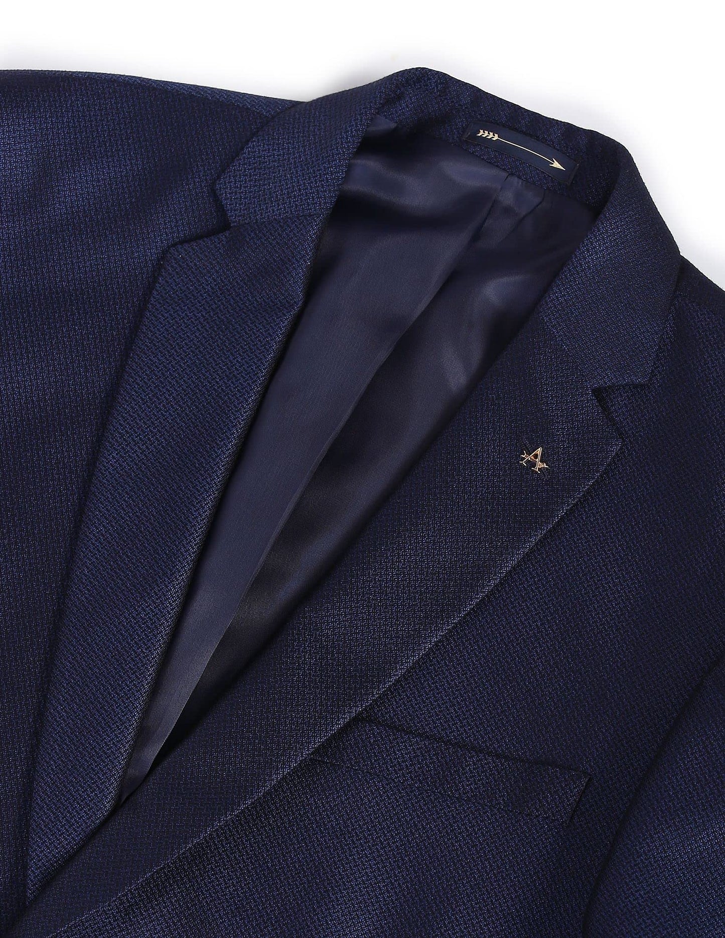 Arrow Men Navy Tailored Regular Fit Solid Three Piece Suit