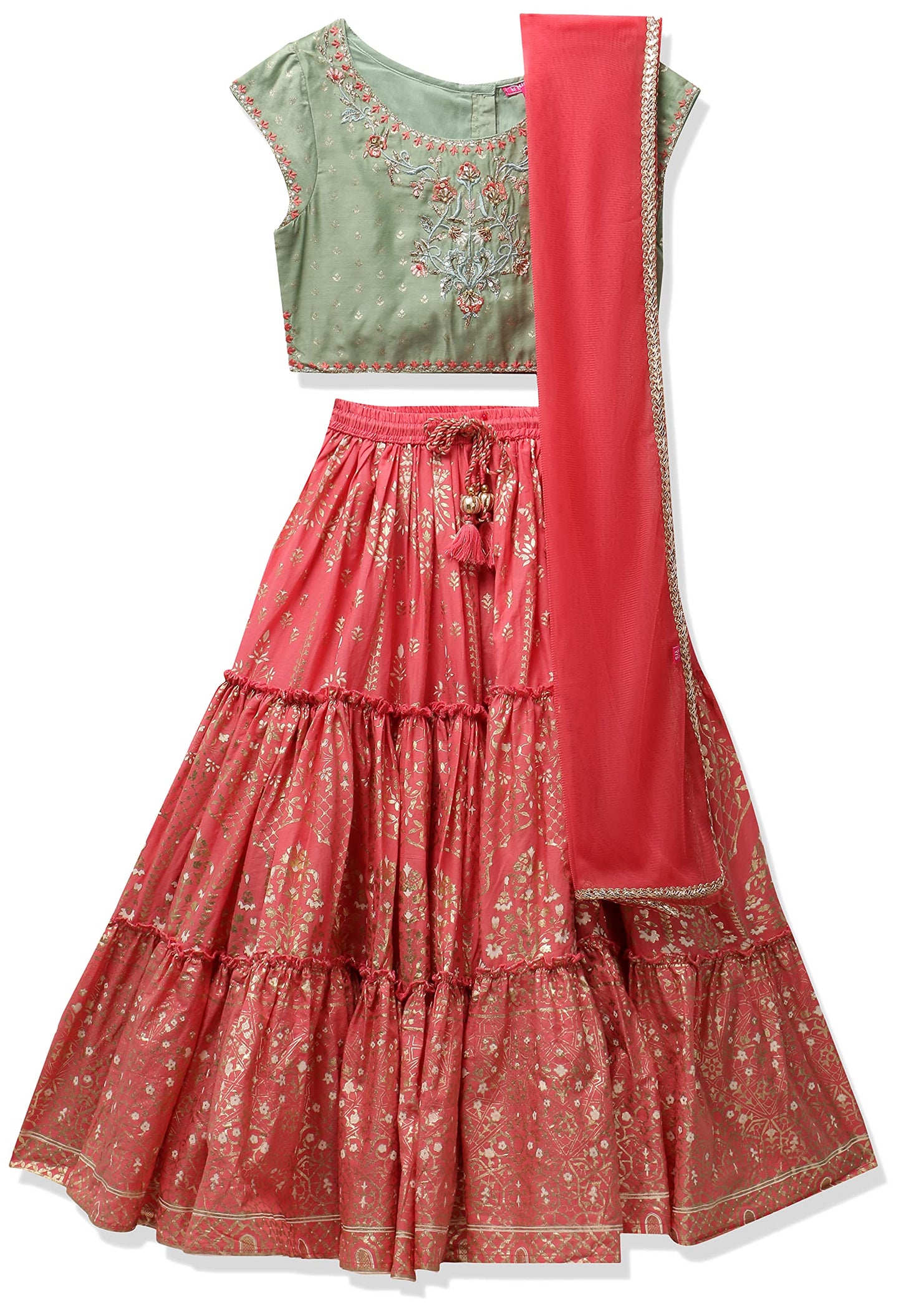 BIBA GIRL PRINTED FLARED KID(KW4345_GREEN-PEACH_9)