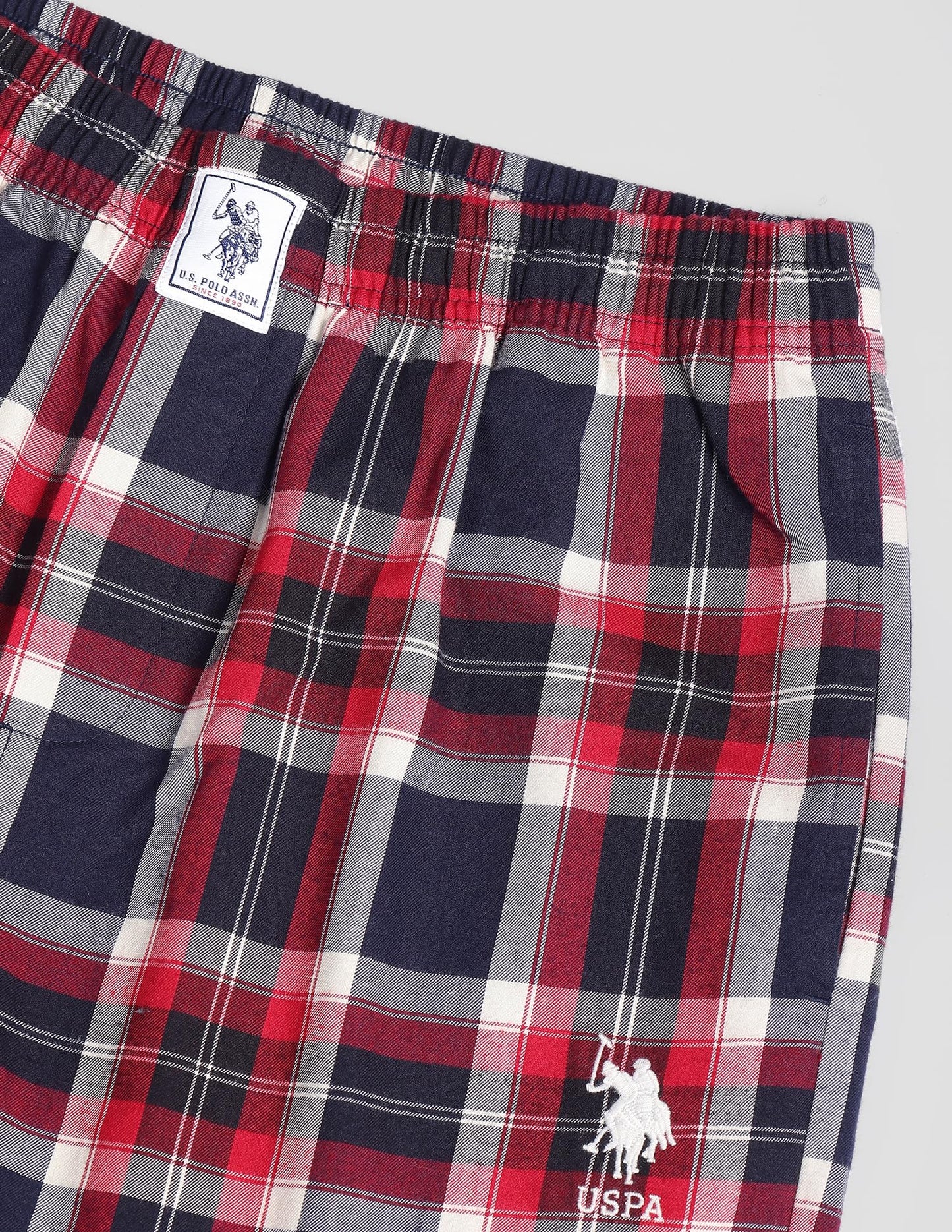 U.S. POLO ASSN. Comfort Fit Check LP001 Lounge Pants - Pack of 1 (NAVYREDWHITE XL)