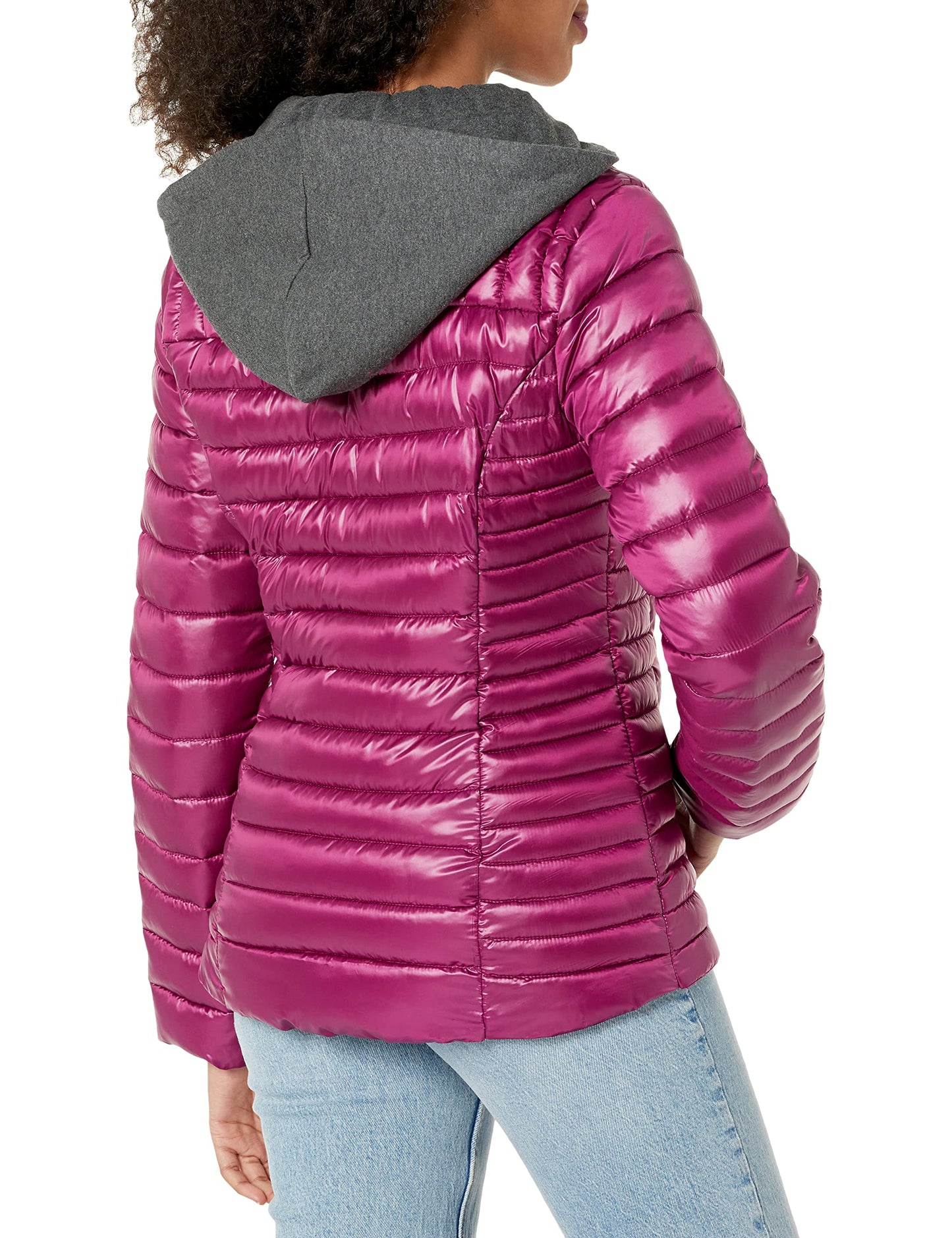 GUESS Women's Hooded Packable Puffer Jacket, Magenta, Small