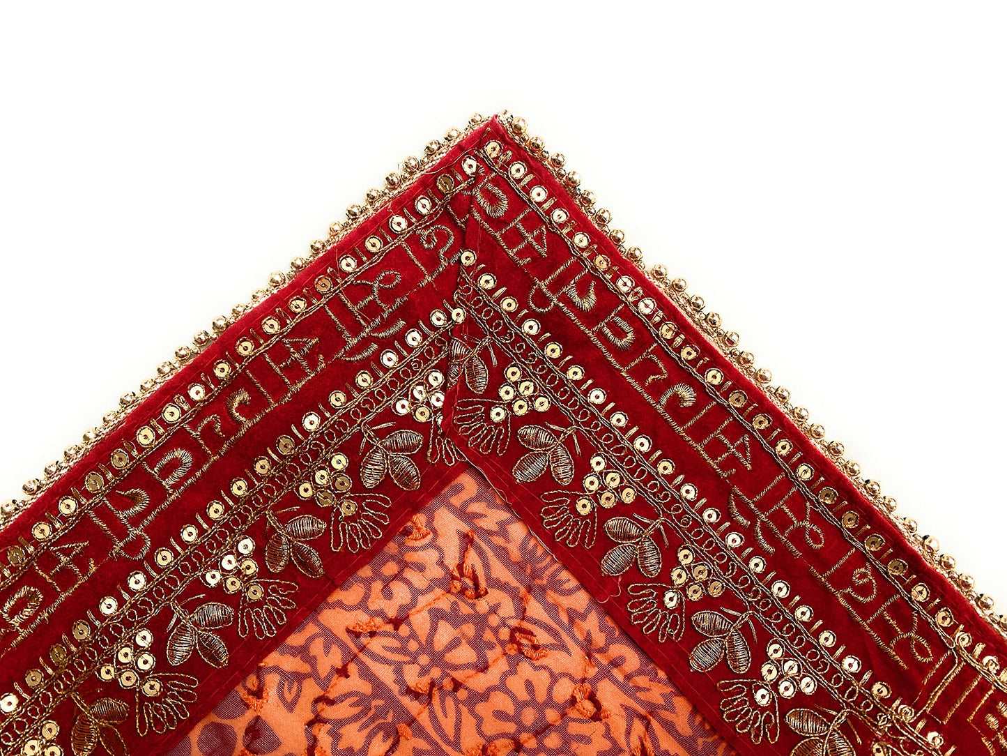Fashion & Heritage Traditional Uttarakhand Orange Pichora for Women's | Embroidered Chiffon Pichoda | Ethnic Bridal Wear Pichodi | Lightweight Dupatta for Festivals & Weddings