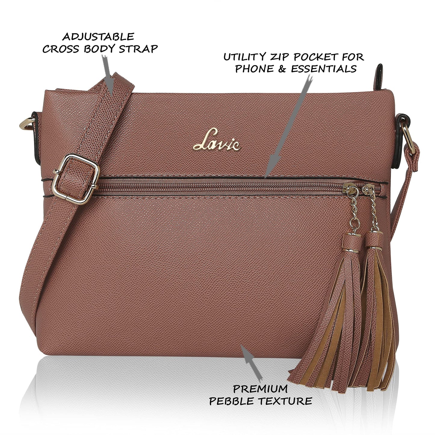 Lavie womens Western D PINK Sling Bag, M (SIFD167238N3)