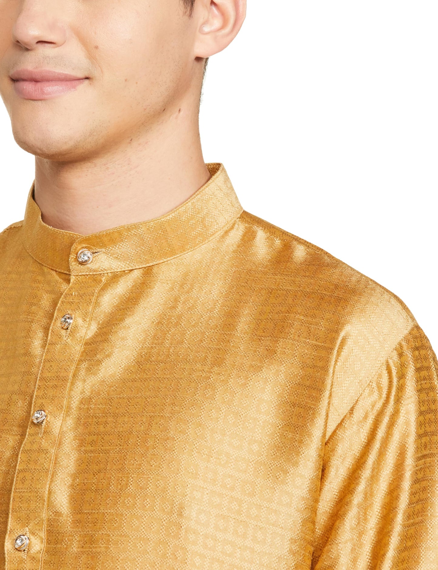Luxrio Kurta for Men Printed Cotton Regular Long Gold