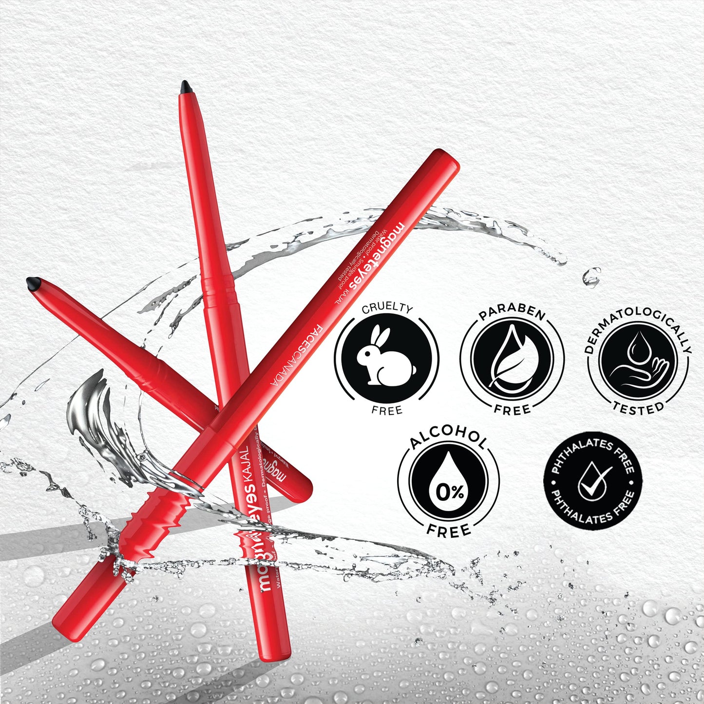 FACESCANADA Magneteyes Kajal Stick- Black, 0.35G | 24 Hr Long Stay | One Stroke Smooth Glide | Waterproof, Smudgeproof & Fadeproof | Deep Matte Finish | Enriched With Almond Oil&Vitamin E(Pack Of 3)