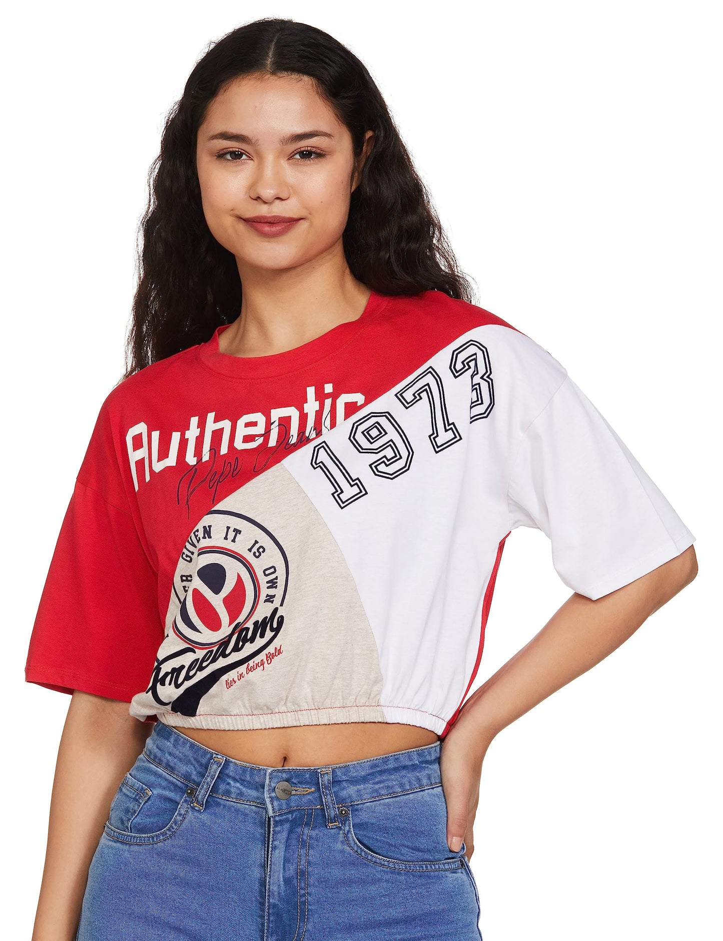 Pepe Jeans Women's Regular Fit Colour Block T-Shirts