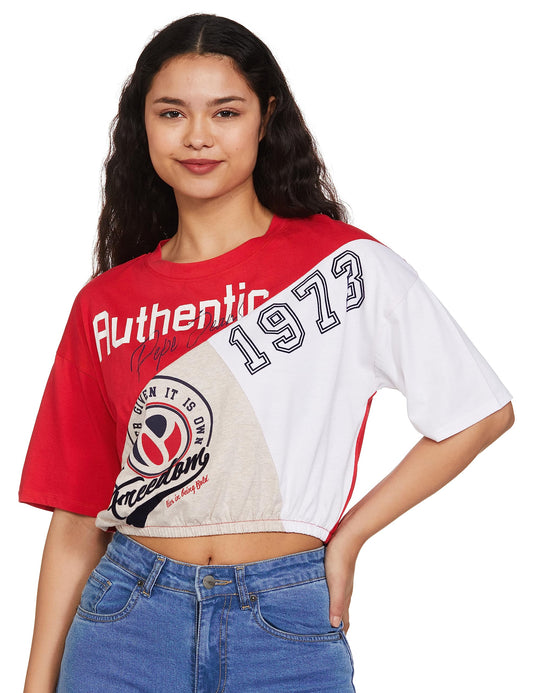 Pepe Jeans Women's Regular Fit Colour Block T-Shirts