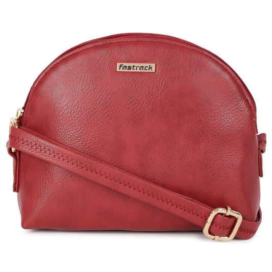 Fastrack Women’s Round Small Everyday Sling Bag (Bright Maroon)