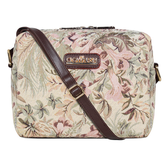 The Clownfish Adelina Series Sling for Women Faux Leather Casual Ladies Single Shoulder Bag for Women Crossbody Bag for College Girls (Beige)