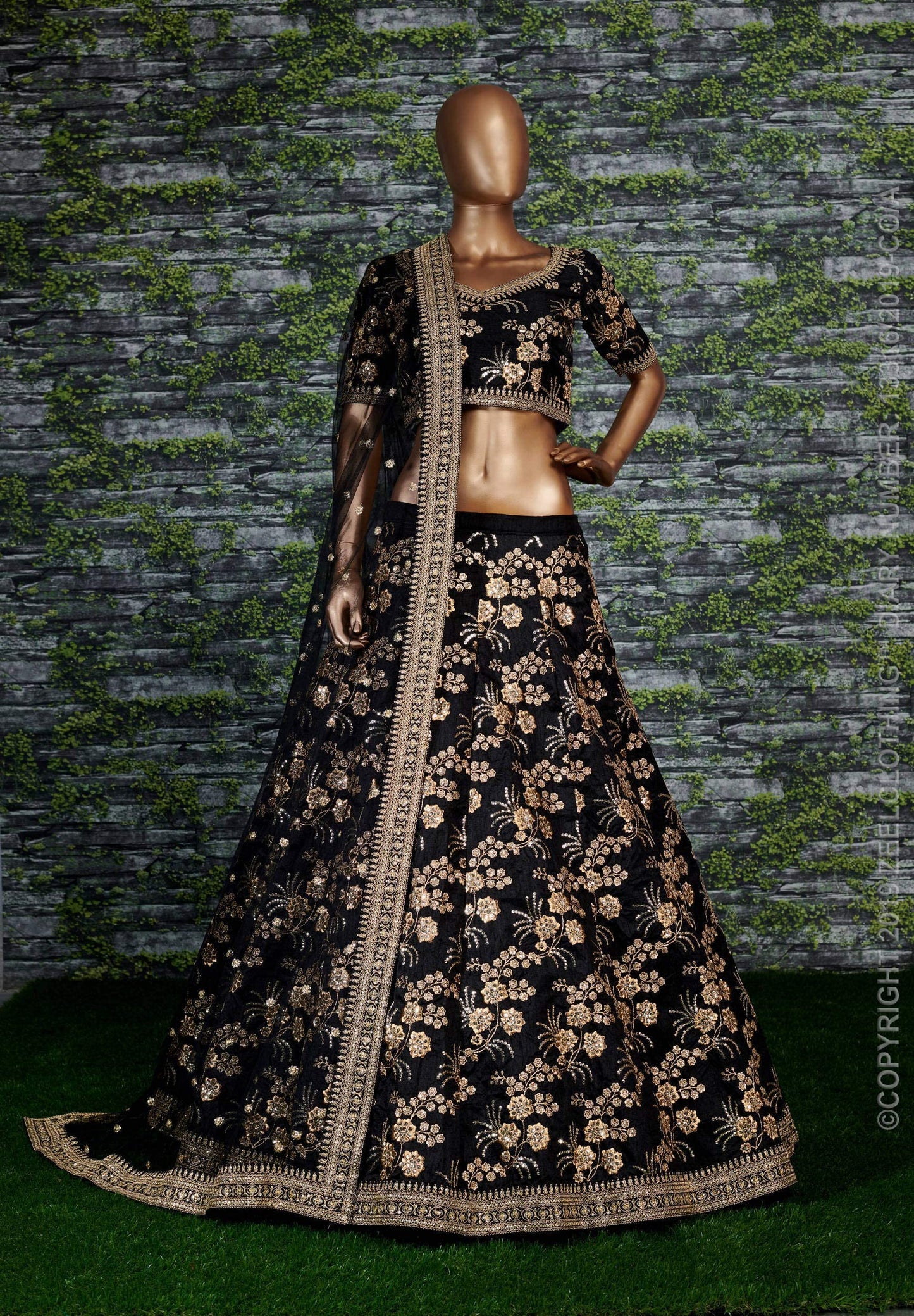 Zeel Clothing Women's Heavy Art Silk Semi-Stitched Lehenga Choli with Dupatta(7028-Black-New-Designer-Lehenga_Black_Free Size)