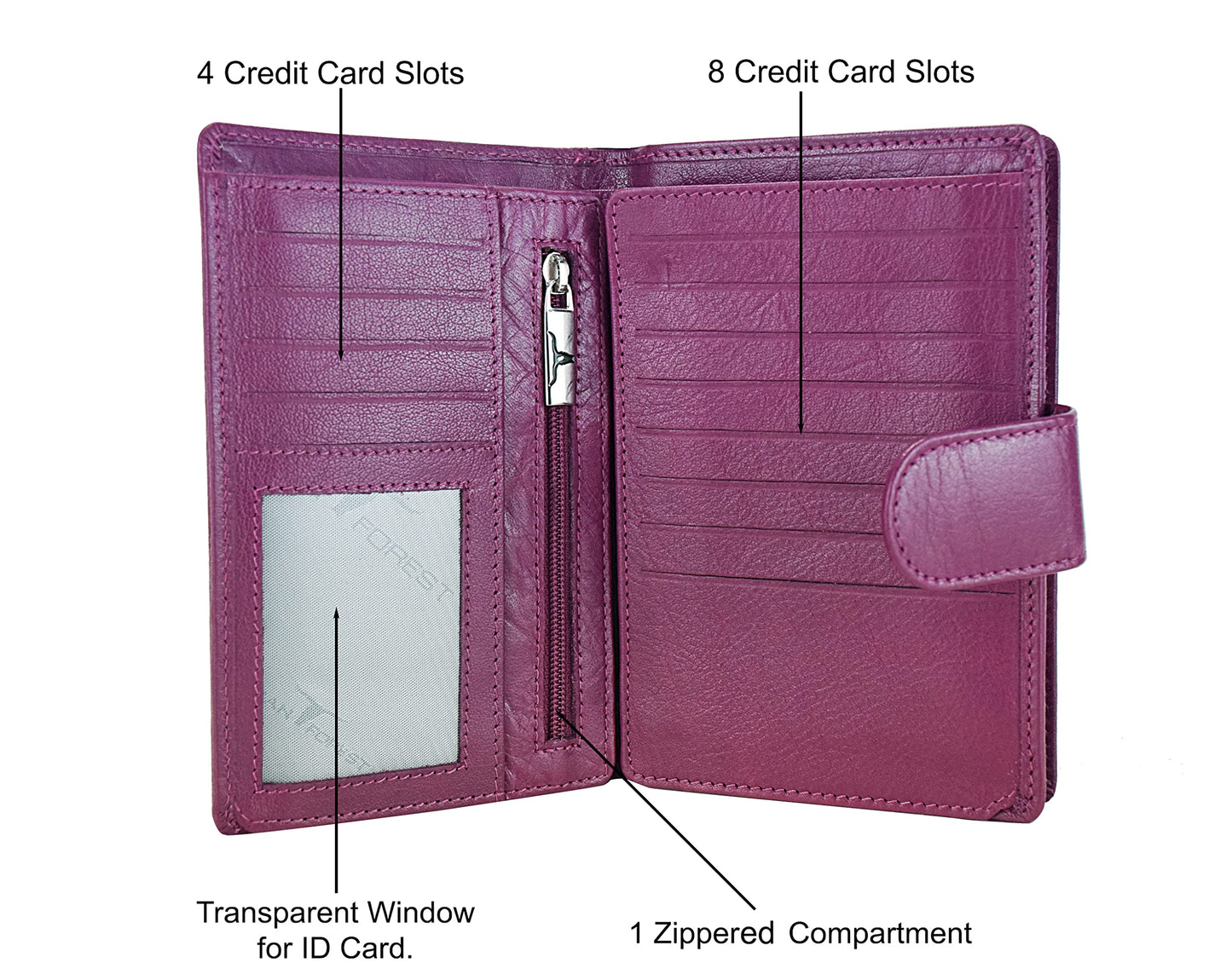 URBAN FOREST Tina Lilac Womens Leather Wallet
