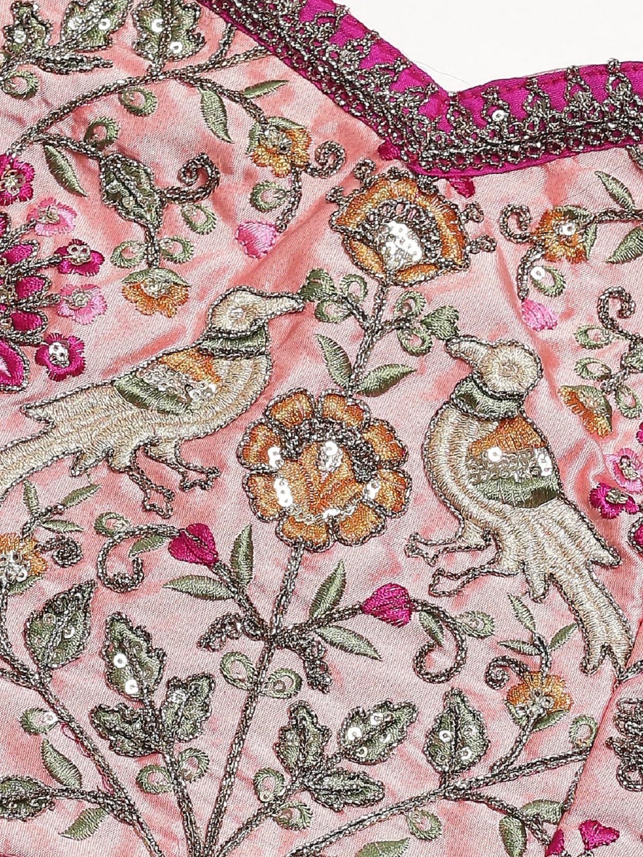 Divine Exim Women's Silk Semi Stitched Lehenga Choli with Dupatta | Heavy Embroidery Pattern | Traditional, Wedding, Ethnic Wear Lehenga (Pink)