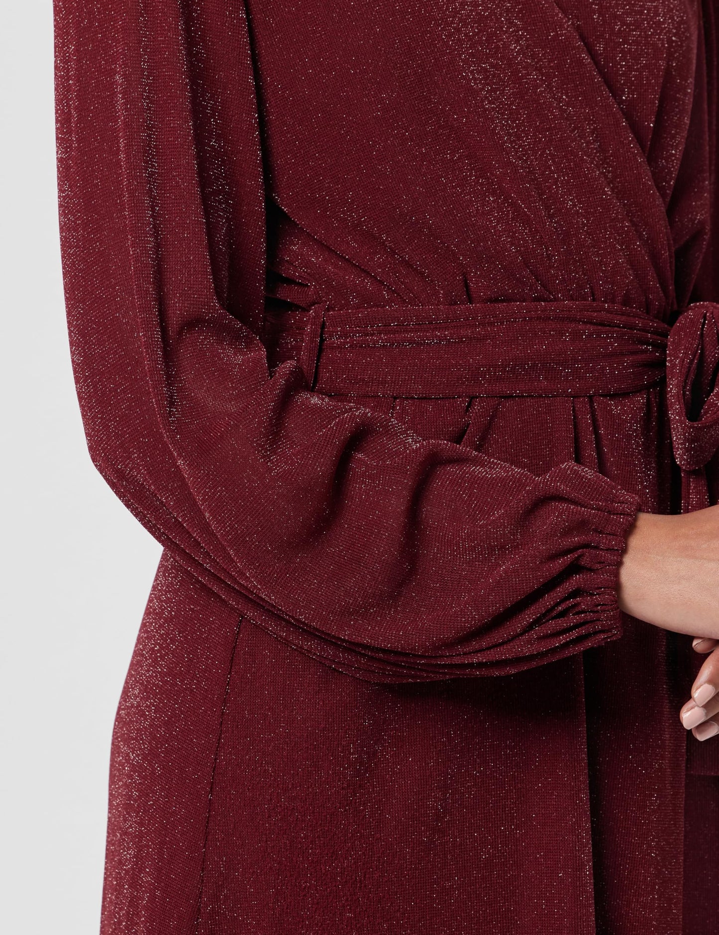 Kazo Lurex Mesh Wrap Dress Red