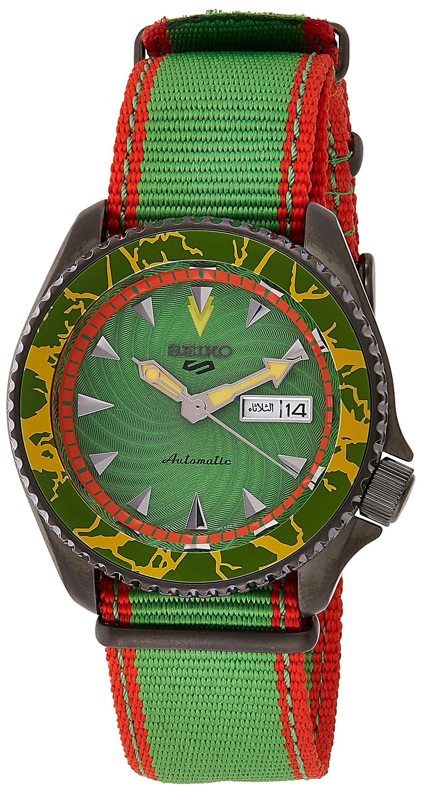 Seiko Leather Analog Green Dial Men Watch-Srpf23K1, Bandcolor-Green